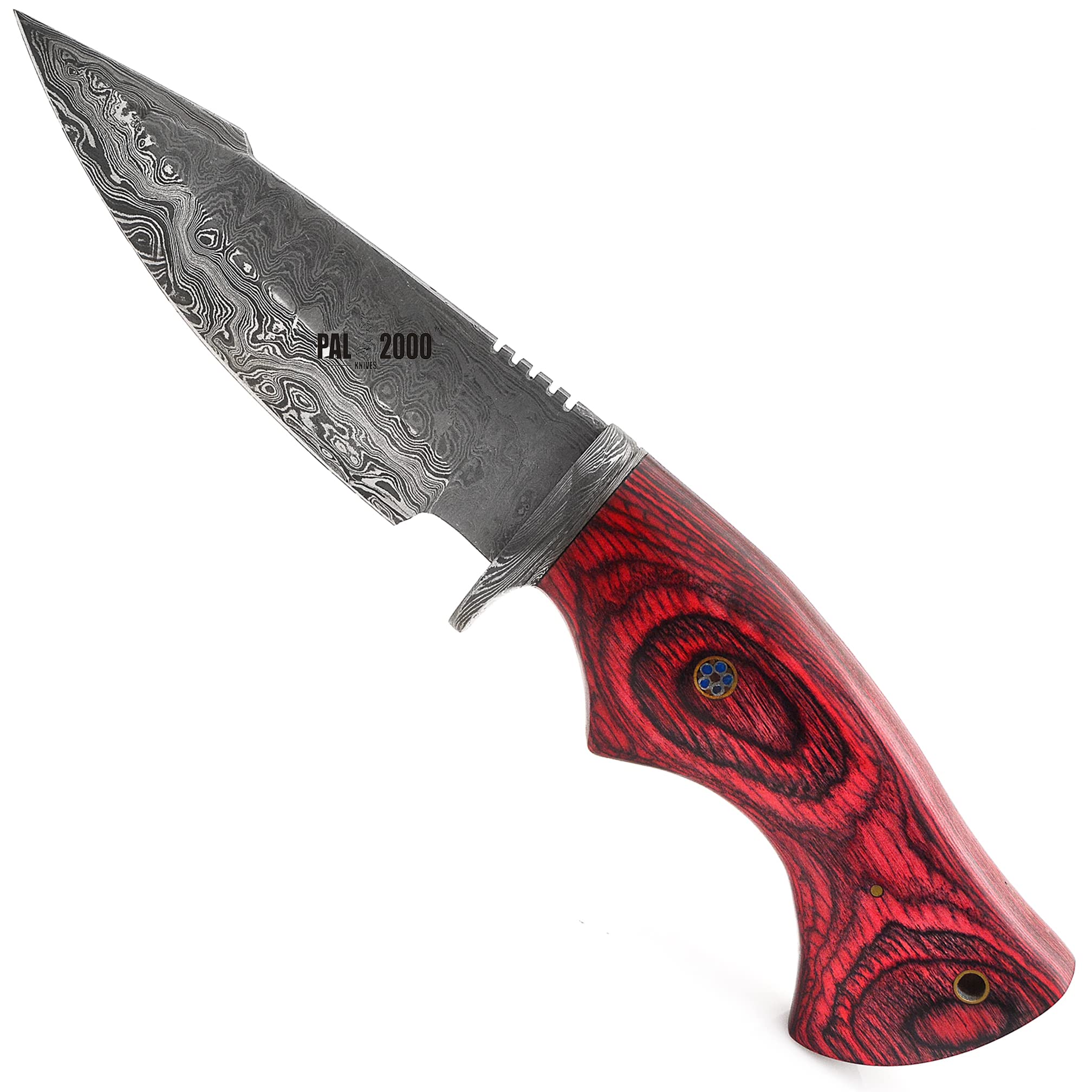 Premium Custom Handmade Damascus Steel 10-Inch Chef Knife with Wood Handle & Leather Sheath - PAL 2000 Series Hunting/Camping/Kitchen Knife - Perfect for Outdoor Adventures & Professional Cooking