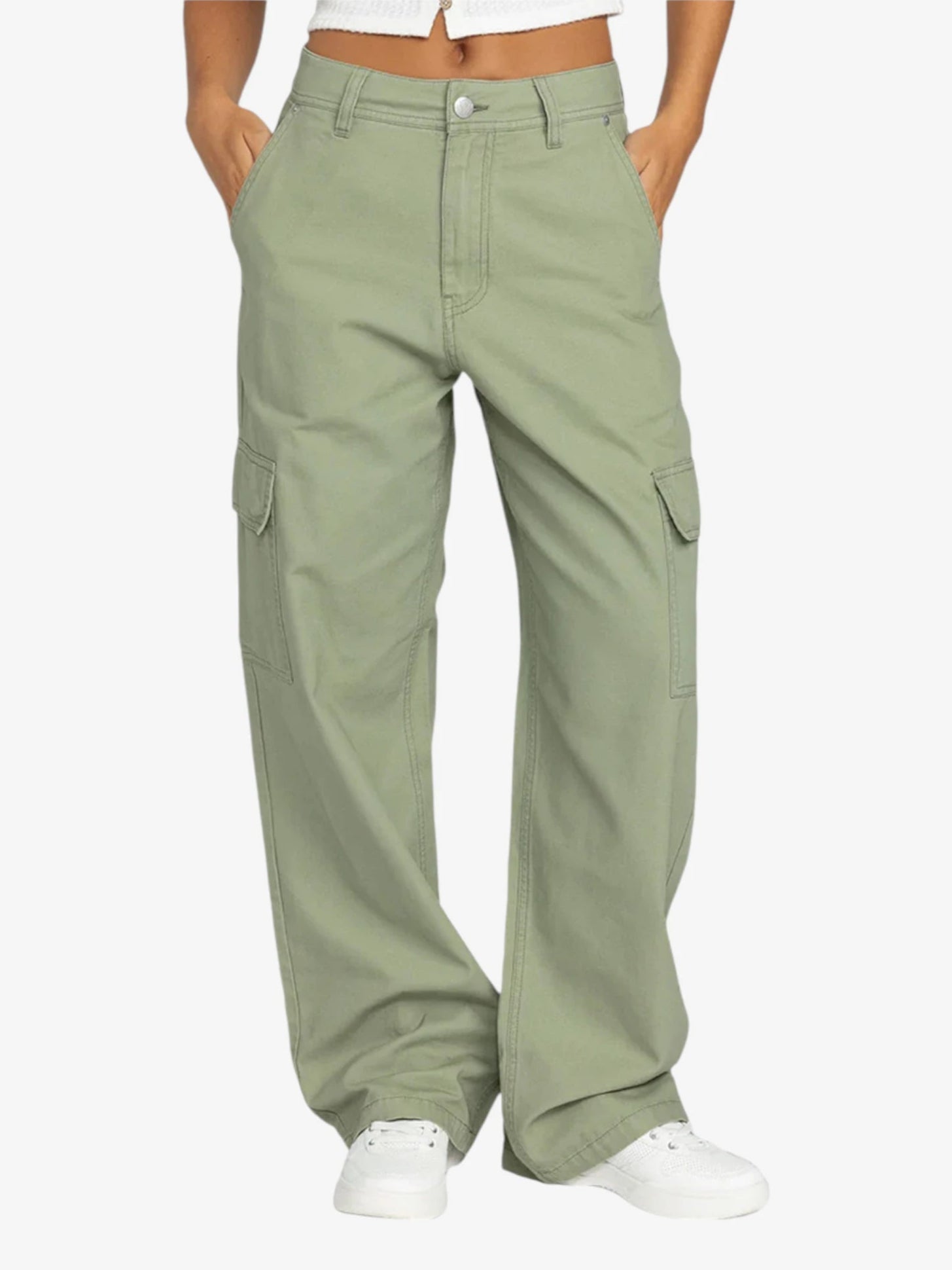 ROXY Left Again Cargo Pants - Olive Green | Women's Casual Hiking Outdoor Pants for Travel & Adventure