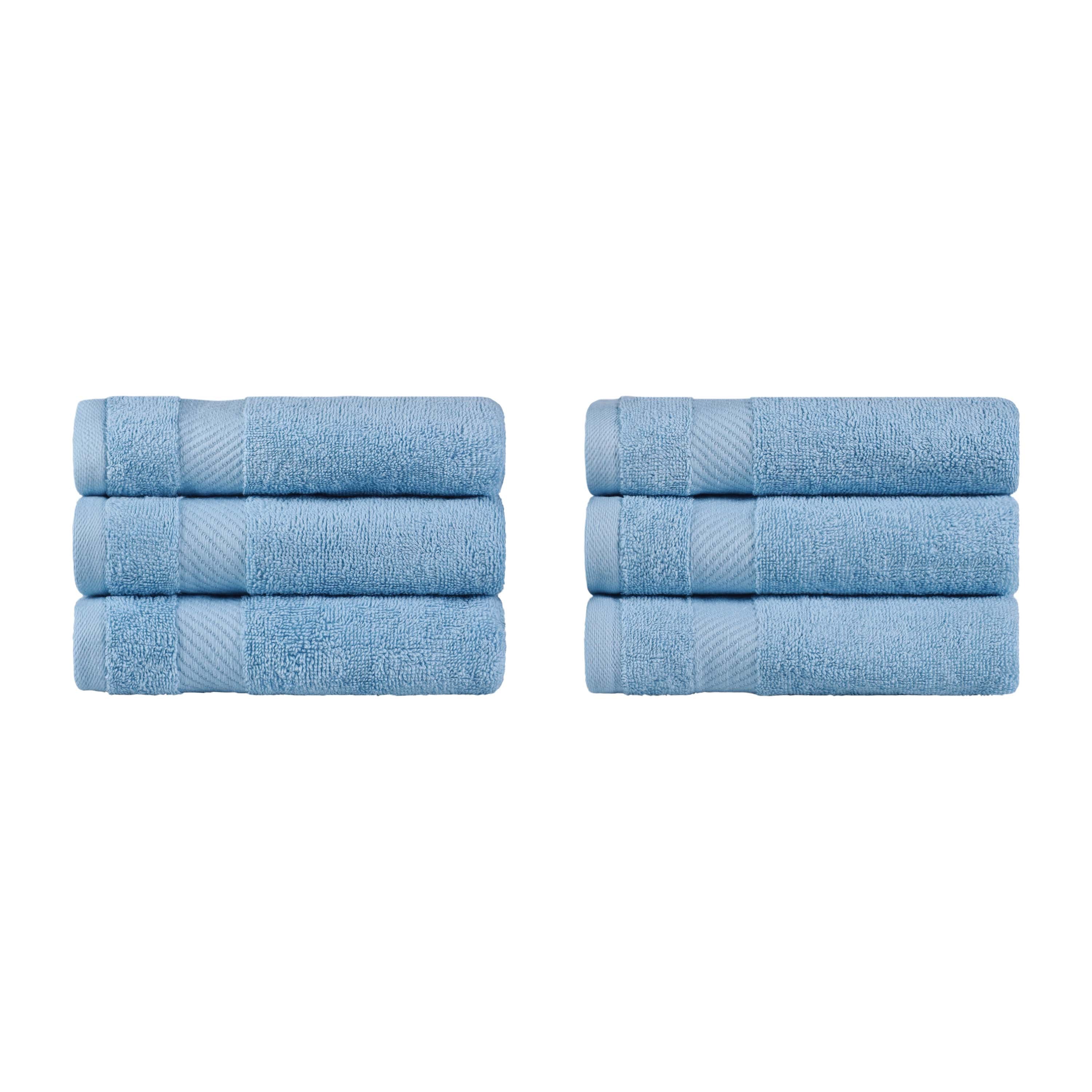 Premium 6-Piece Egyptian Cotton Hand Towel Set with Elegant Dobby Border - Soft & Absorbent for Bathroom, Kitchen, and Guest Use