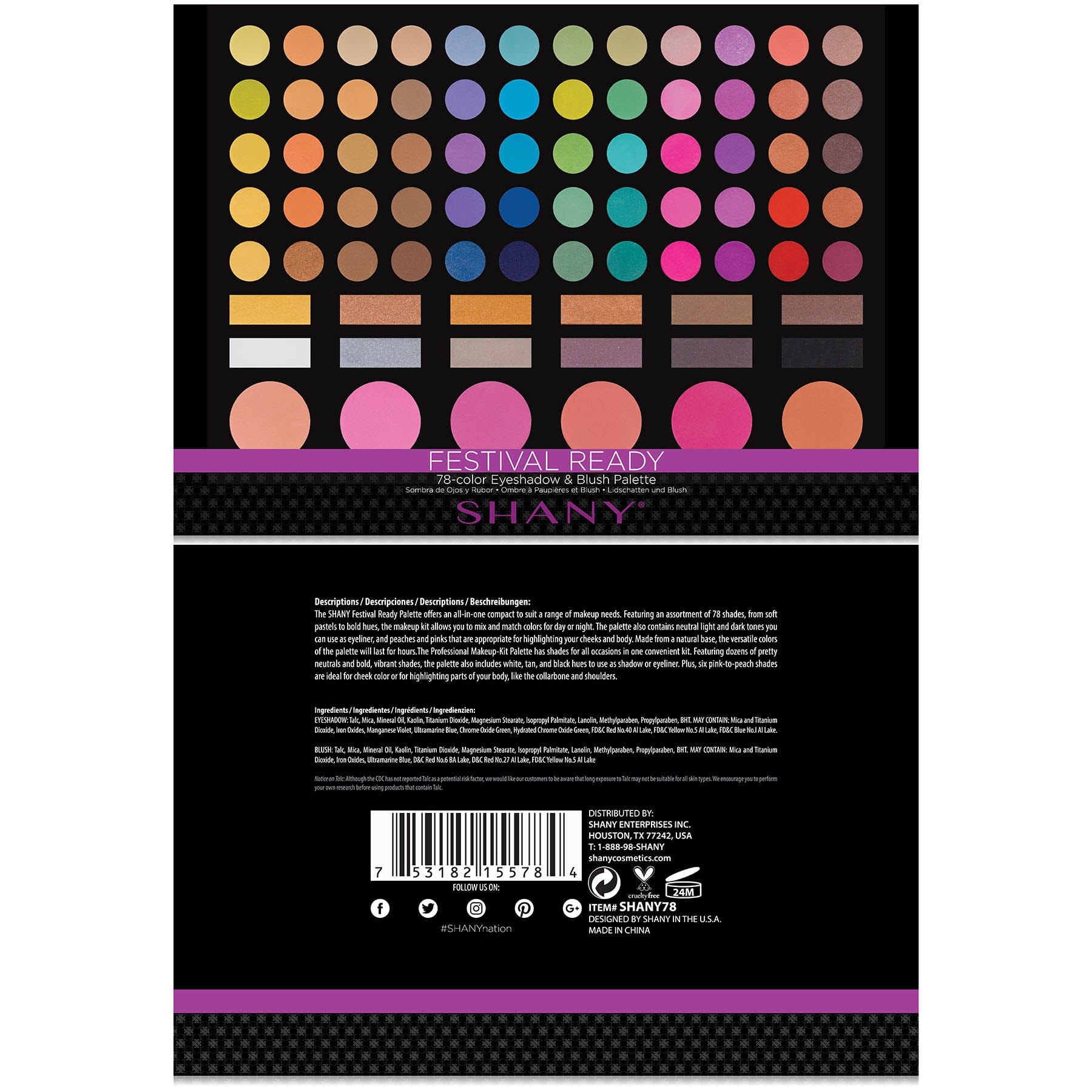 78 Color Eye Shadow & Blush Palette - Highly Pigmented Makeup Kit for Professional & Everyday Use - Perfect for Parties, Weddings, and Special Occasions