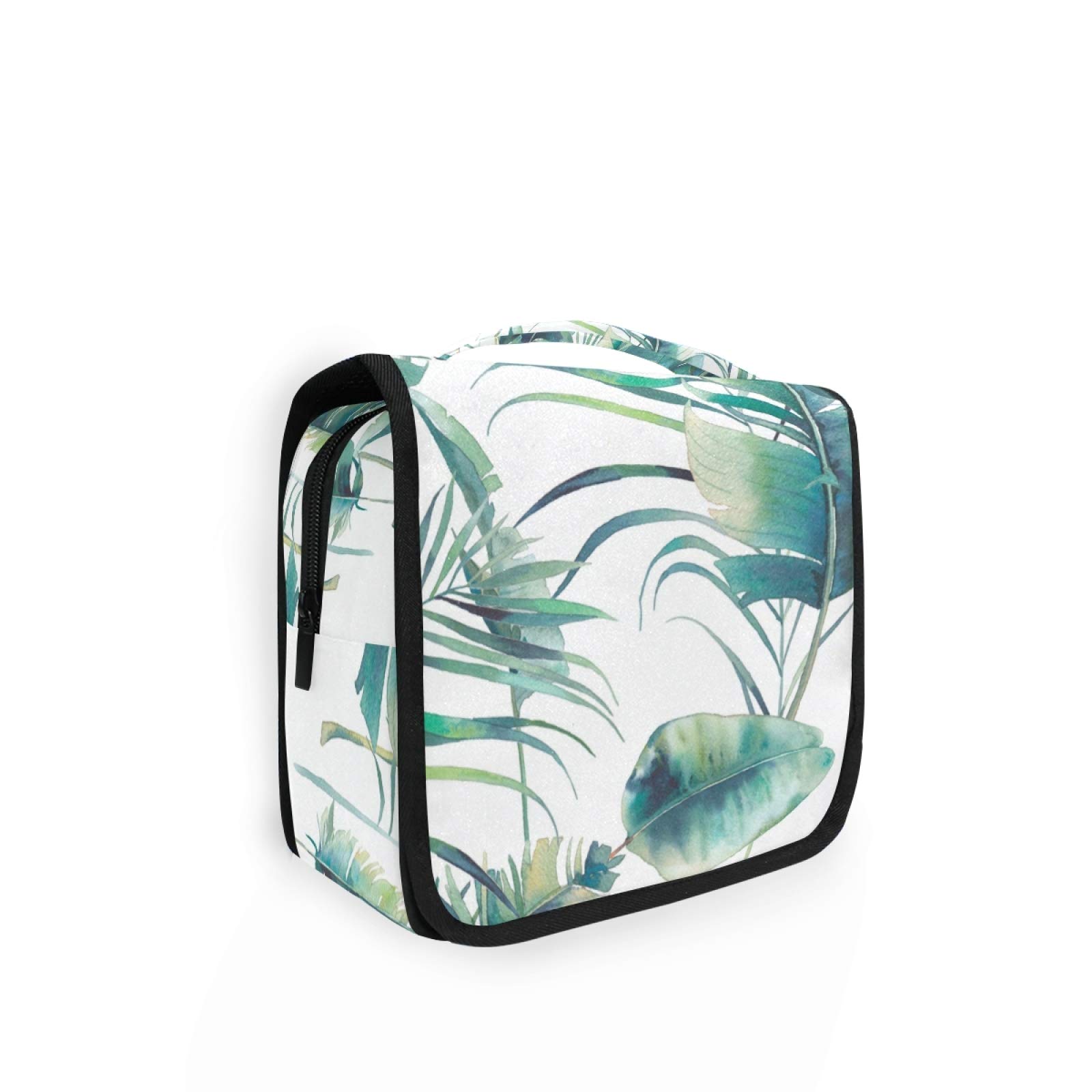 Waterproof Hanging Toiletry Bag with Tropical Palm & Banana Leaf Design - Large Travel Cosmetic Organizer for Makeup, Toiletries & Accessories - Perfect for Beach Vacations, Camping Trips & Gym Use - Great Gift for Men & Women
