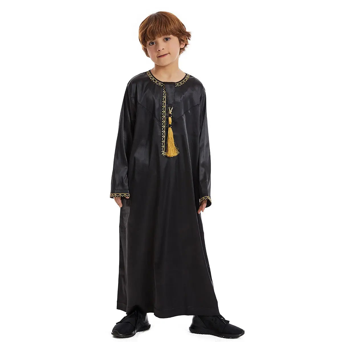 Traditional Middle Eastern Arab Boy Thobe Thawb with Tassel - Islamic Eid & Wedding Outfit for Kids - Perfect for Special Occasions & Cultural Events