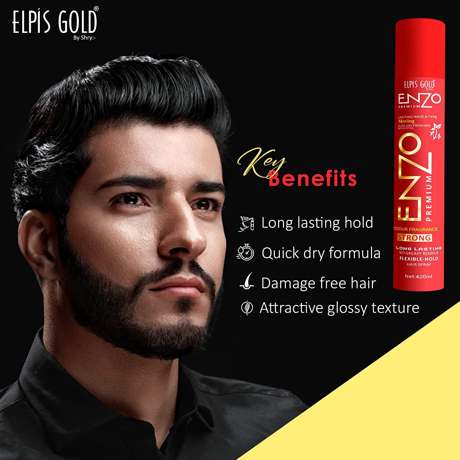 Enzo Hair Spray Combo Pack (2-Pack) - Super Strong Hold Hairspray for All Hair Types | Styling, Volume & Long-Lasting Hold for Everyday, Parties & Special Occasions