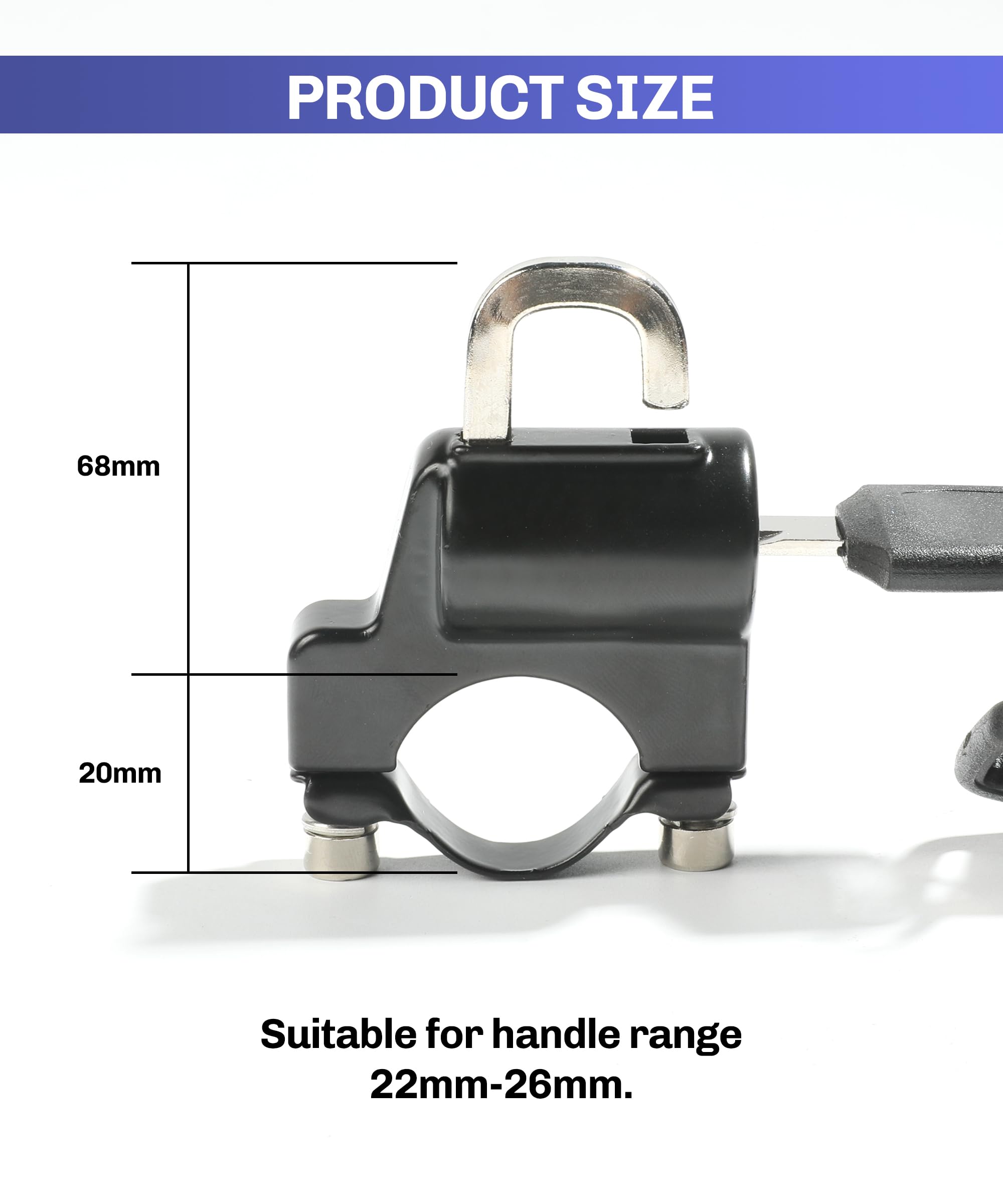 2Pcs Universal Motorcycle Helmet Lock 22-28mm - Anti-Theft Security with Keys for Outdoor Riding