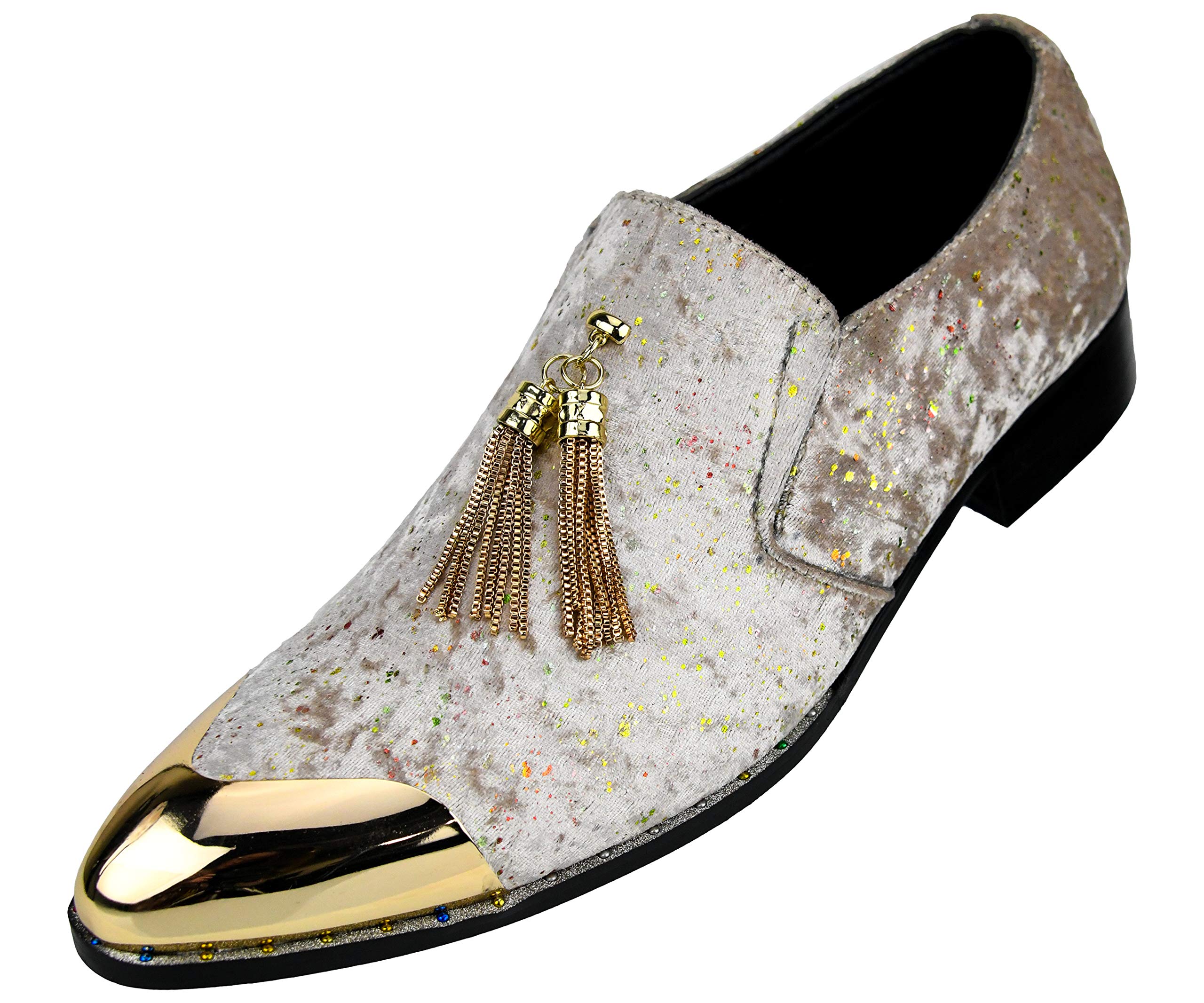 Premium Men's Velvet Loafers with Gold Chain Tassel & Metal Tip - Formal Dress Shoes for Weddings & Parties - Comfortable Slip-On Slippers for Casual Wear - Ideal Gift for Men
