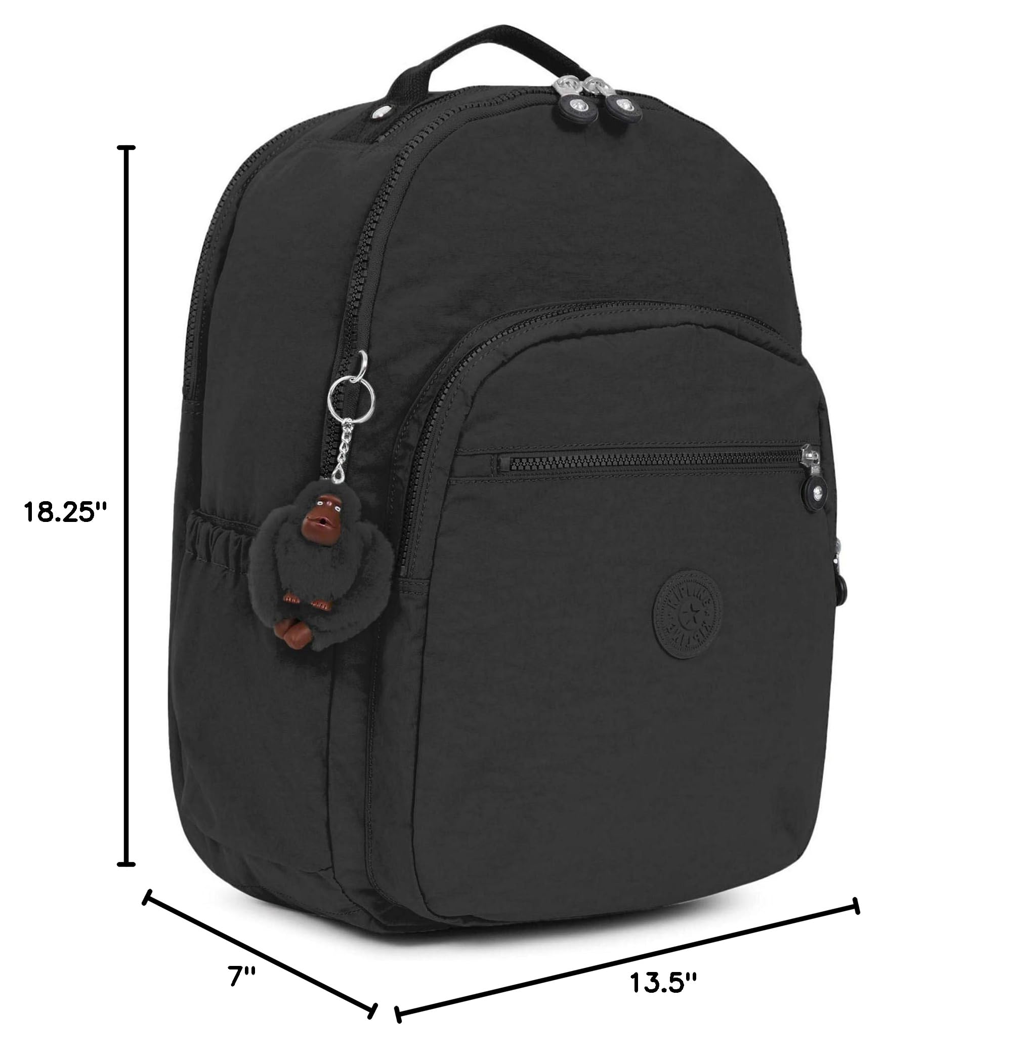 Kipling Women's Seoul Go XL Backpack - Adjustable Padded Straps, Zip Closure, Black Tonal - Perfect for Work, Travel & College (One Size)