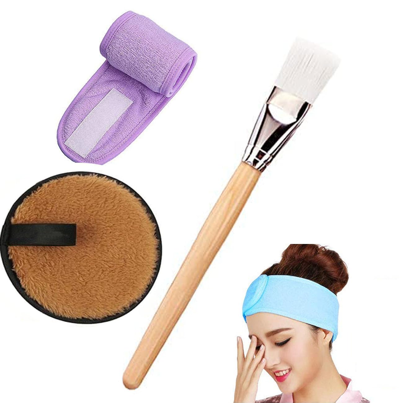 Professional Face Mask Brush & Headband Set - Salon Spa Beauty Tools for Women