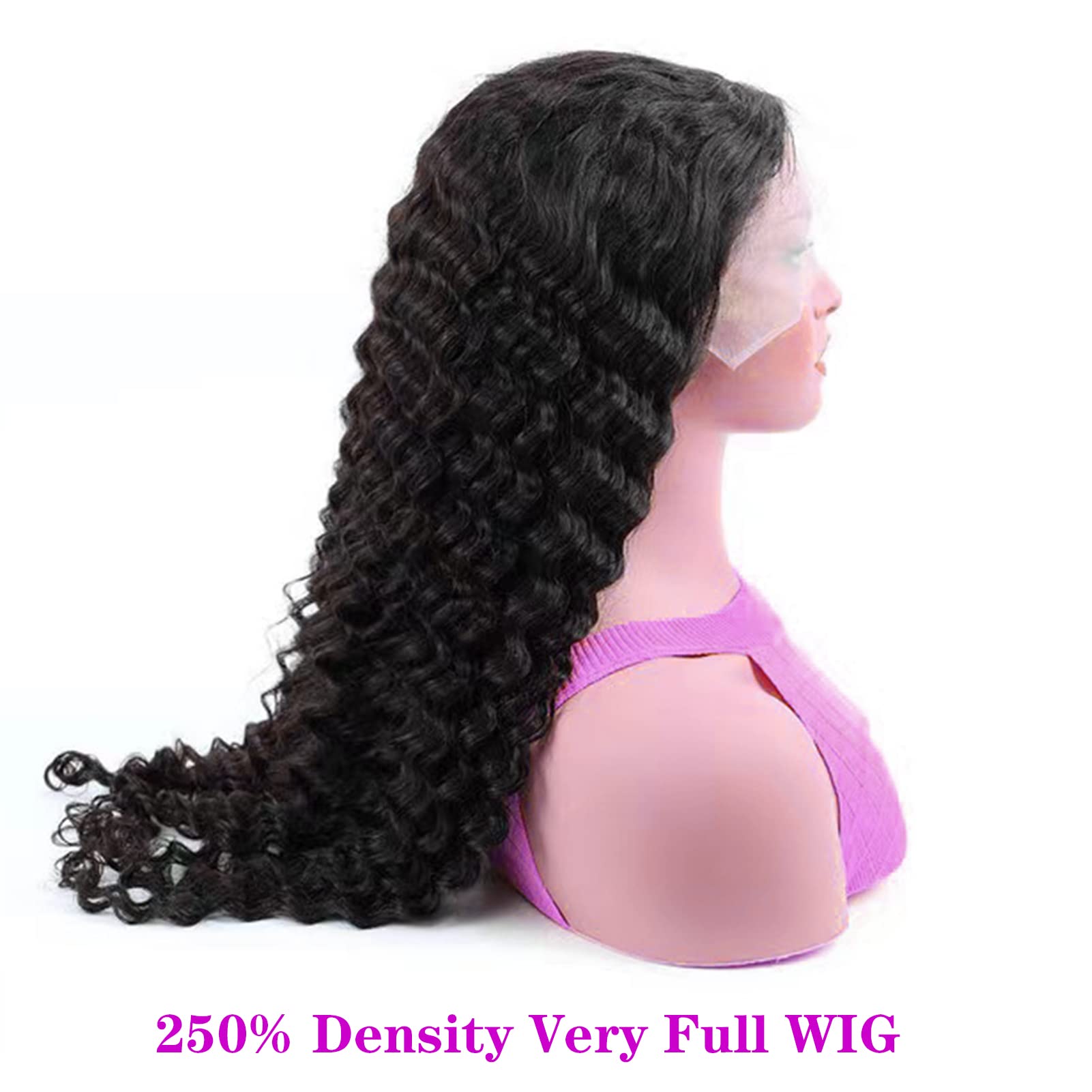 250% Density 13x4 Deep Wave Lace Front Human Hair Wig - Brazilian Virgin Hair Glueless Pre-Plucked with Baby Hair for Black Women | Perfect for Daily Wear, Parties & Special Occasions