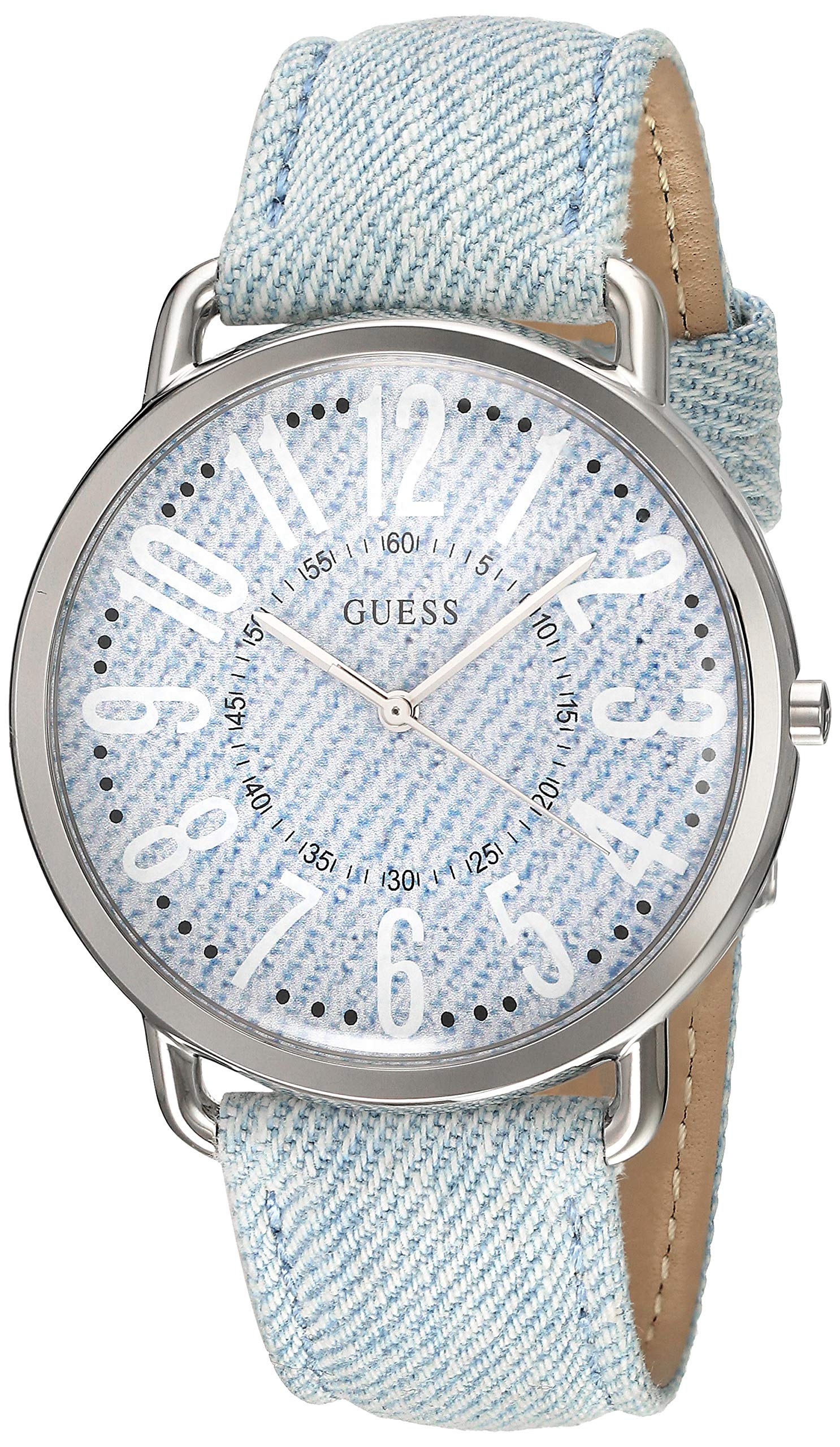 Guess Women's Silver Denim Watch W1068L2 - Stylish Fashion Watch for Everyday Wear, Office & Casual Outfits