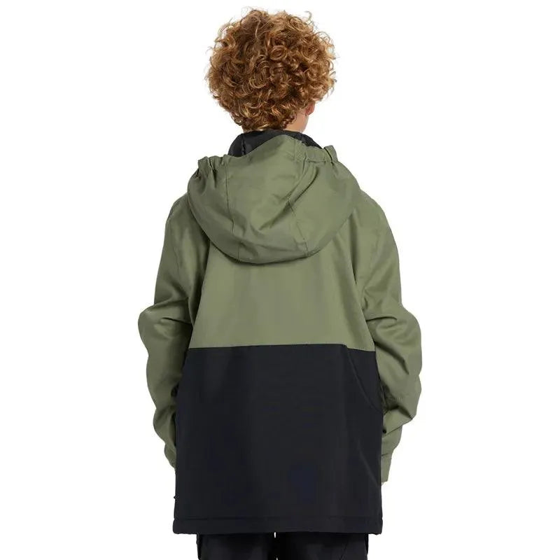 DC Snow Basis Print Kids' Camouflage Snow Jacket - Green & Black - Winter Outdoor Activities, Skiing, Snowboarding