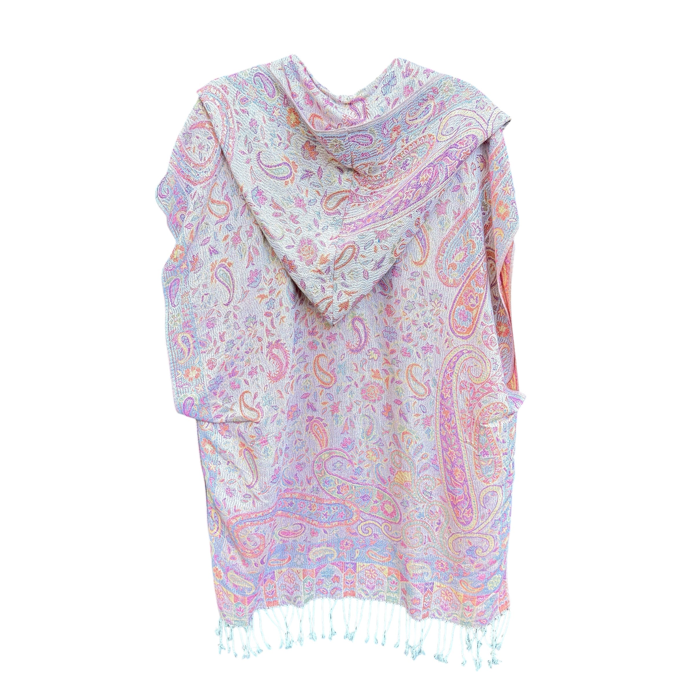 Egyptian Cotton Pashmina Hooded Kimono - Soft & Lightweight Women's Loungewear for Yoga, Spa, and Beach Cover-Up