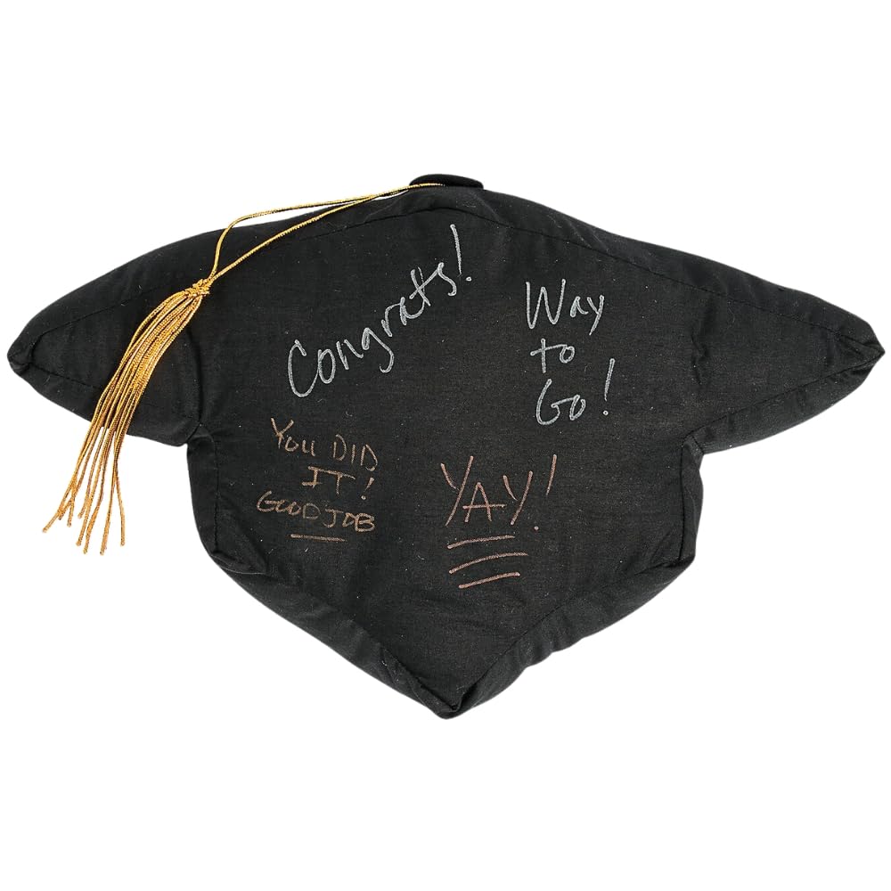 Fun Express Plush Autograph Mortar Board Graduation Cap - Soft Stuffed Keepsake for Signing - Graduation Party Decorations & Bachelor Degree Celebration Supplies - Perfect for Graduation Gifts, Photo Props & Autograph Souvenirs