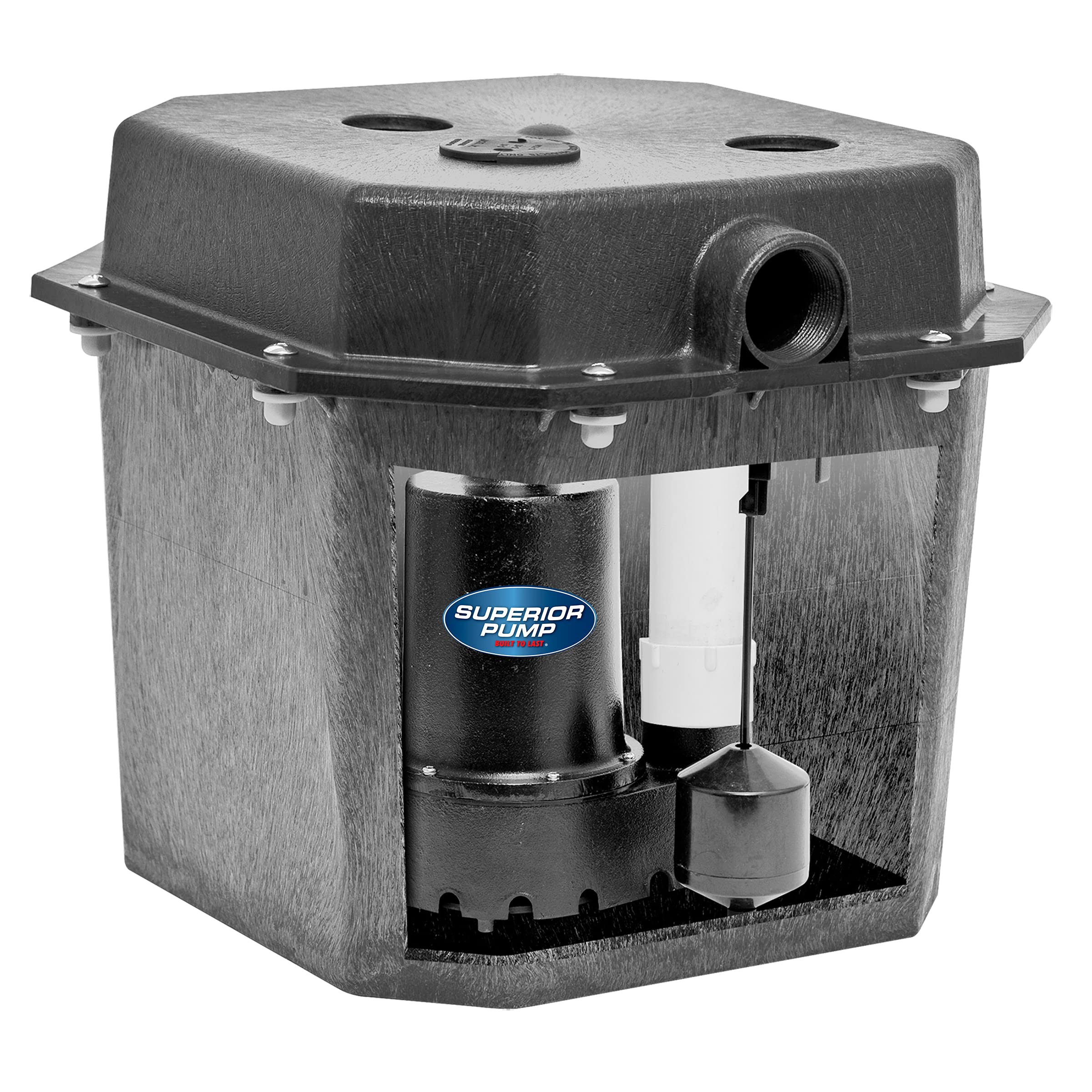 Superior Pump 92017 3/10 HP Compact Remote Sink Drain Pump System - Black | High Performance Water Removal for Basements, Laundry Rooms & RV Use