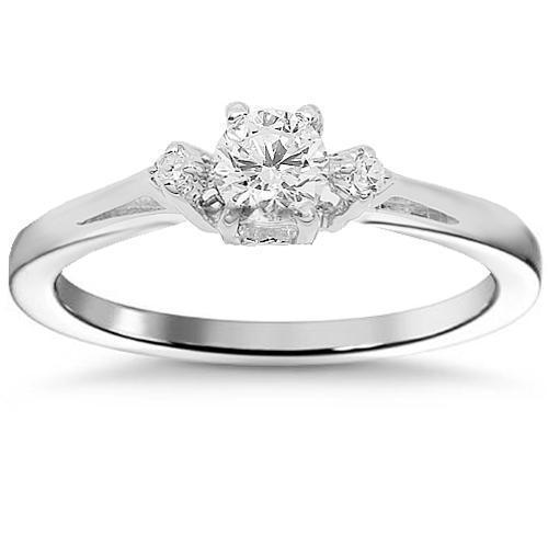 14K White Solid Gold Three Stone Diamond Anniversary Ring 0.34 Ctw - Perfect Gift for Wife, Wedding, Engagement & Romantic Occasions
