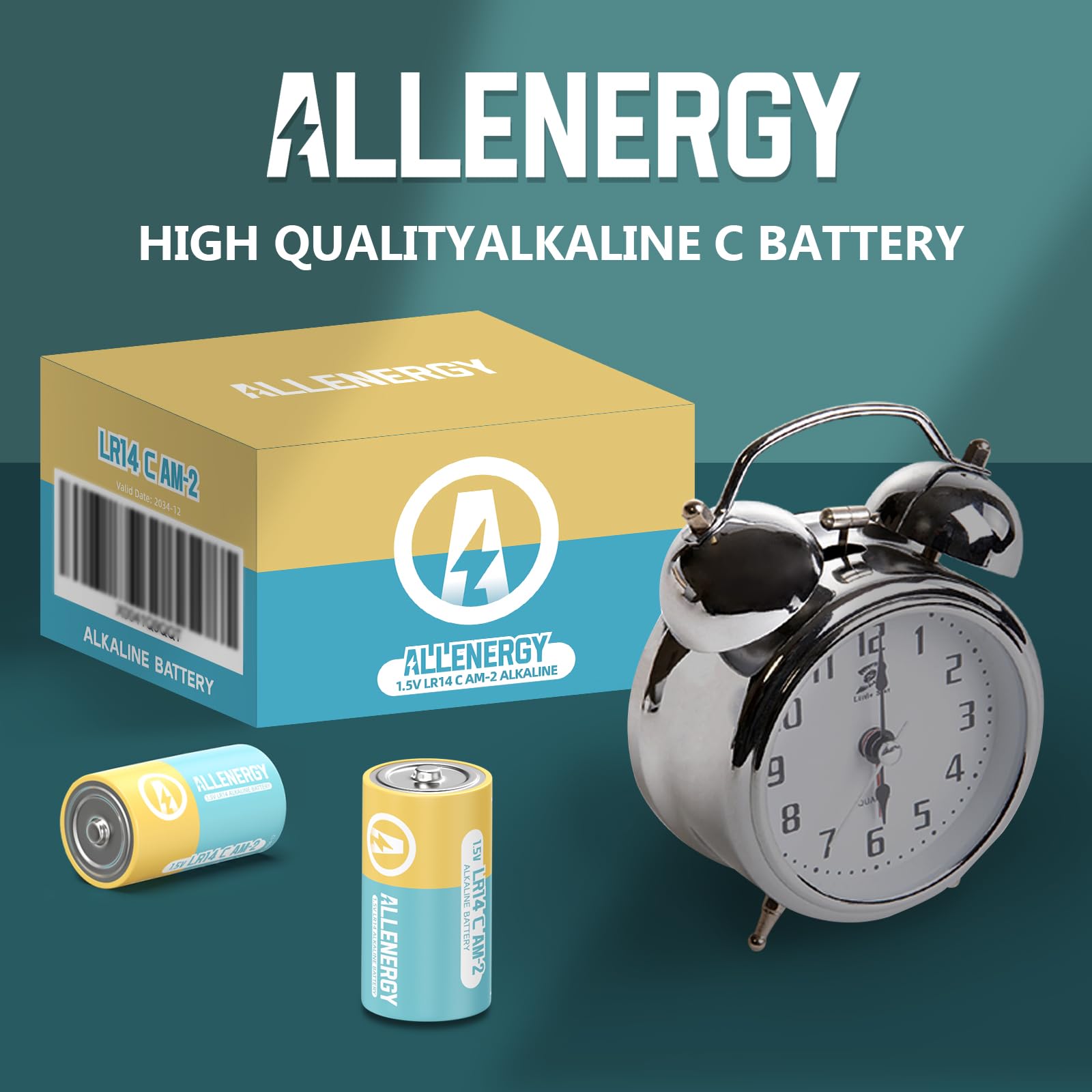 4 Pack LR14 C Size 1.5V Alkaline Batteries - Long Lasting Power with 10 Year Shelf Life - Ideal for Flashlights, Toys, Clocks & Emergency Devices