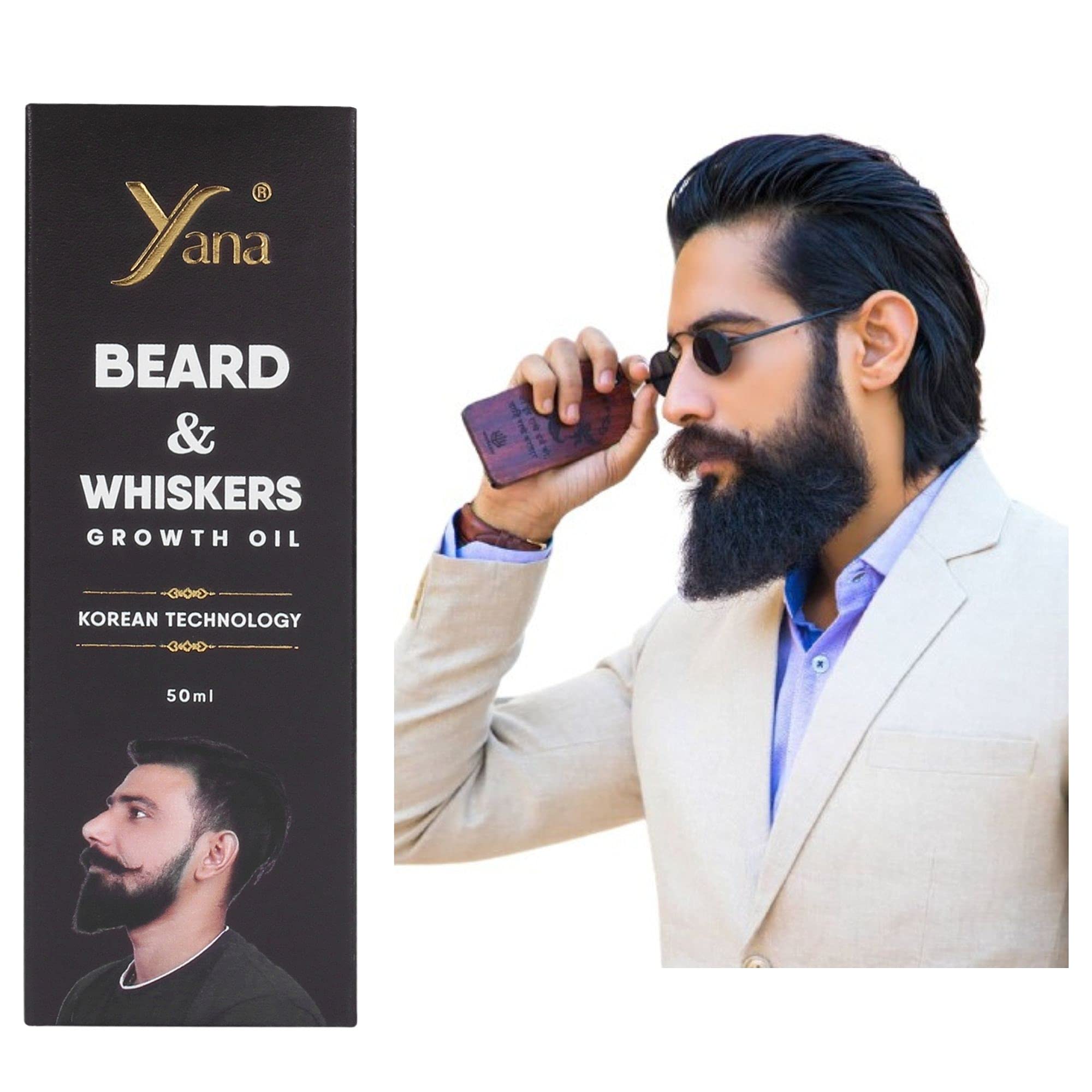 YANA WHISKERS Beard Growth Oil for Black Men - Natural Mustache & Facial Hair Care - Perfect for Daily Grooming & Styling