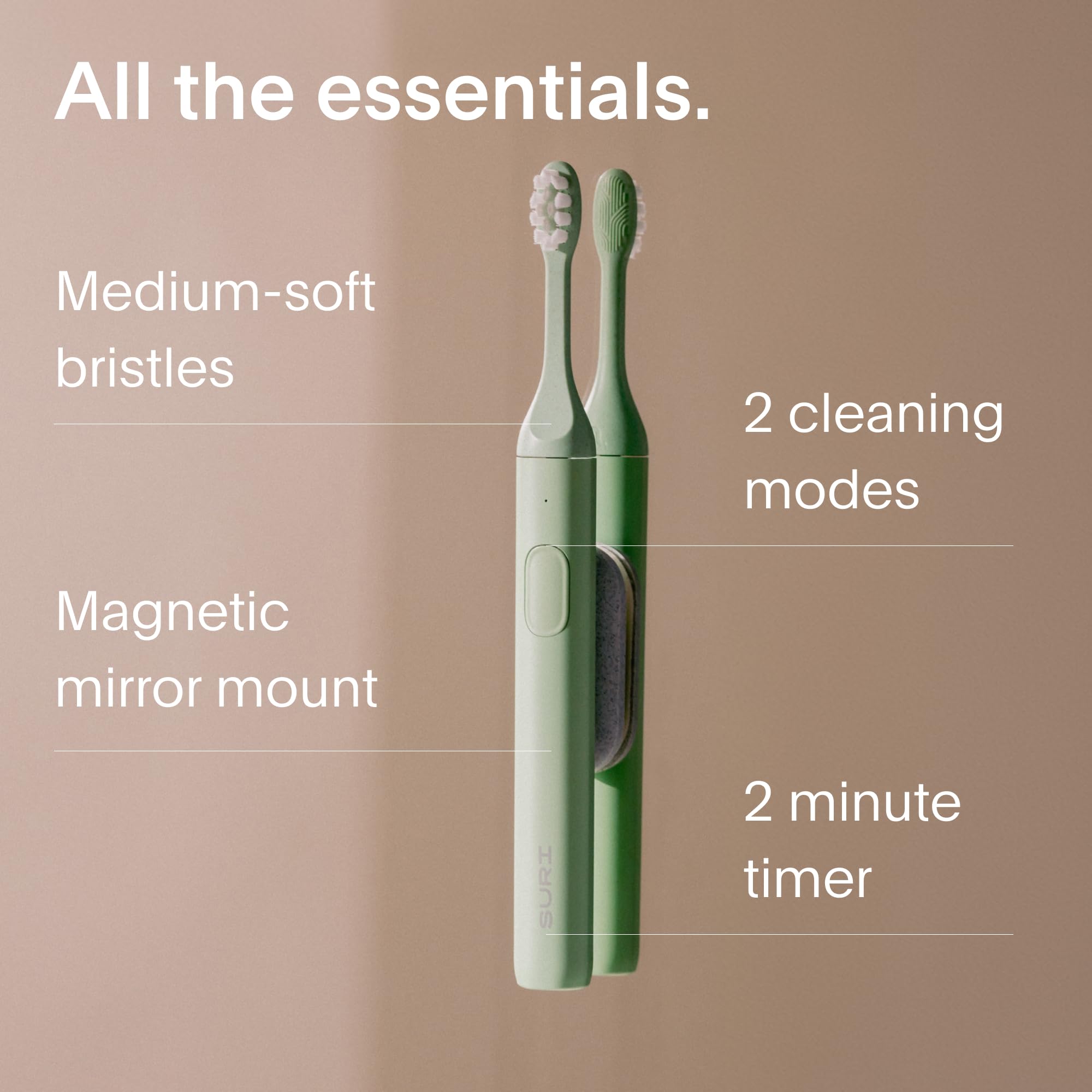 Eco-Friendly Electric Toothbrush for Adults - California Designed Slim Sonic Toothbrush with 40-Day Battery & Travel Case | Perfect for Home, Travel & Sustainable Oral Care Routine