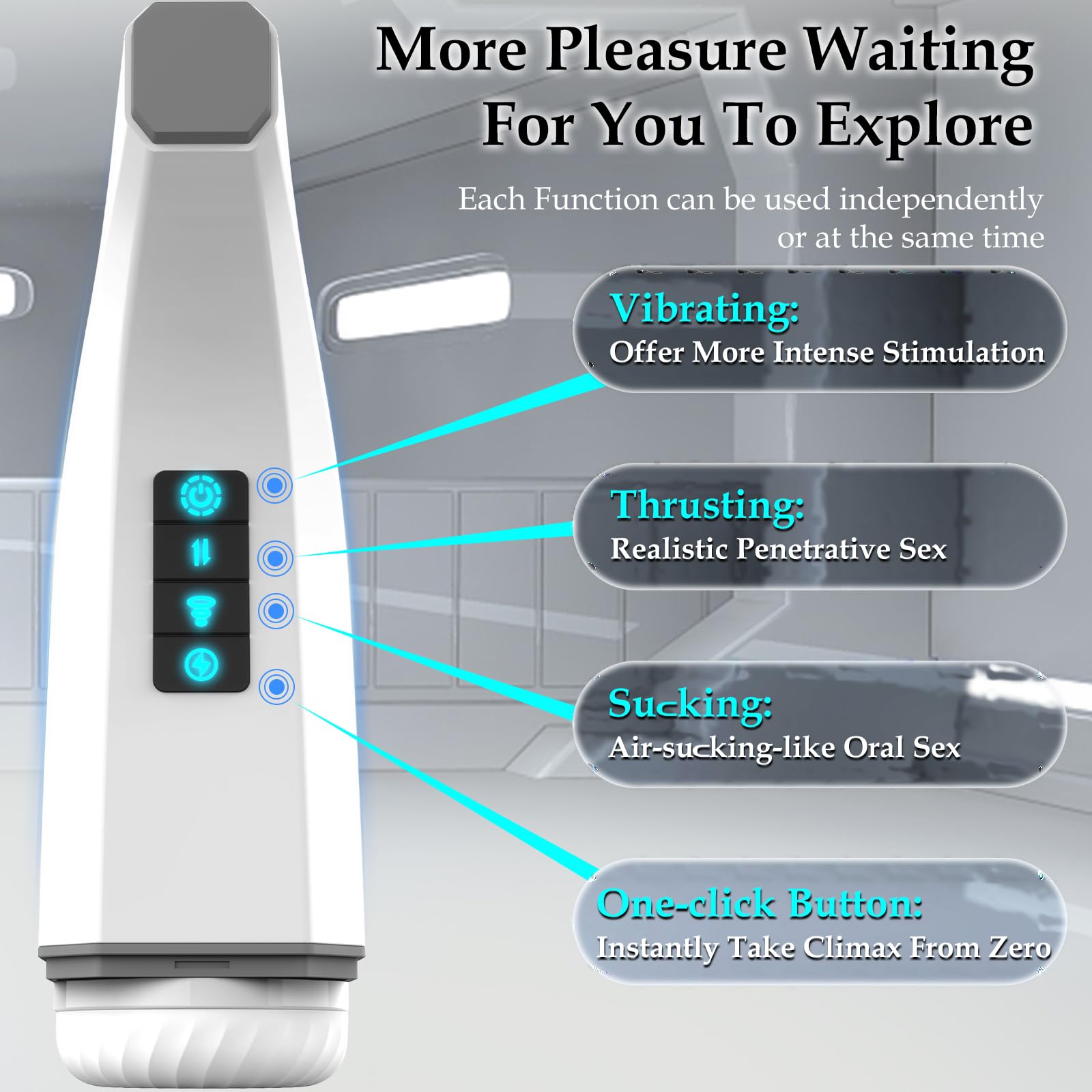 3 in 1 Thrusting Sucking Vibrating Automatic Male Masturbator - Hands-Free Adult Sex Toy for Men with Blowjob & Stroking Functions | Realistic Penis Vibrator for Solo Pleasure & Couples Play | Perfect for Travel, Discreet Storage & Stress Relief