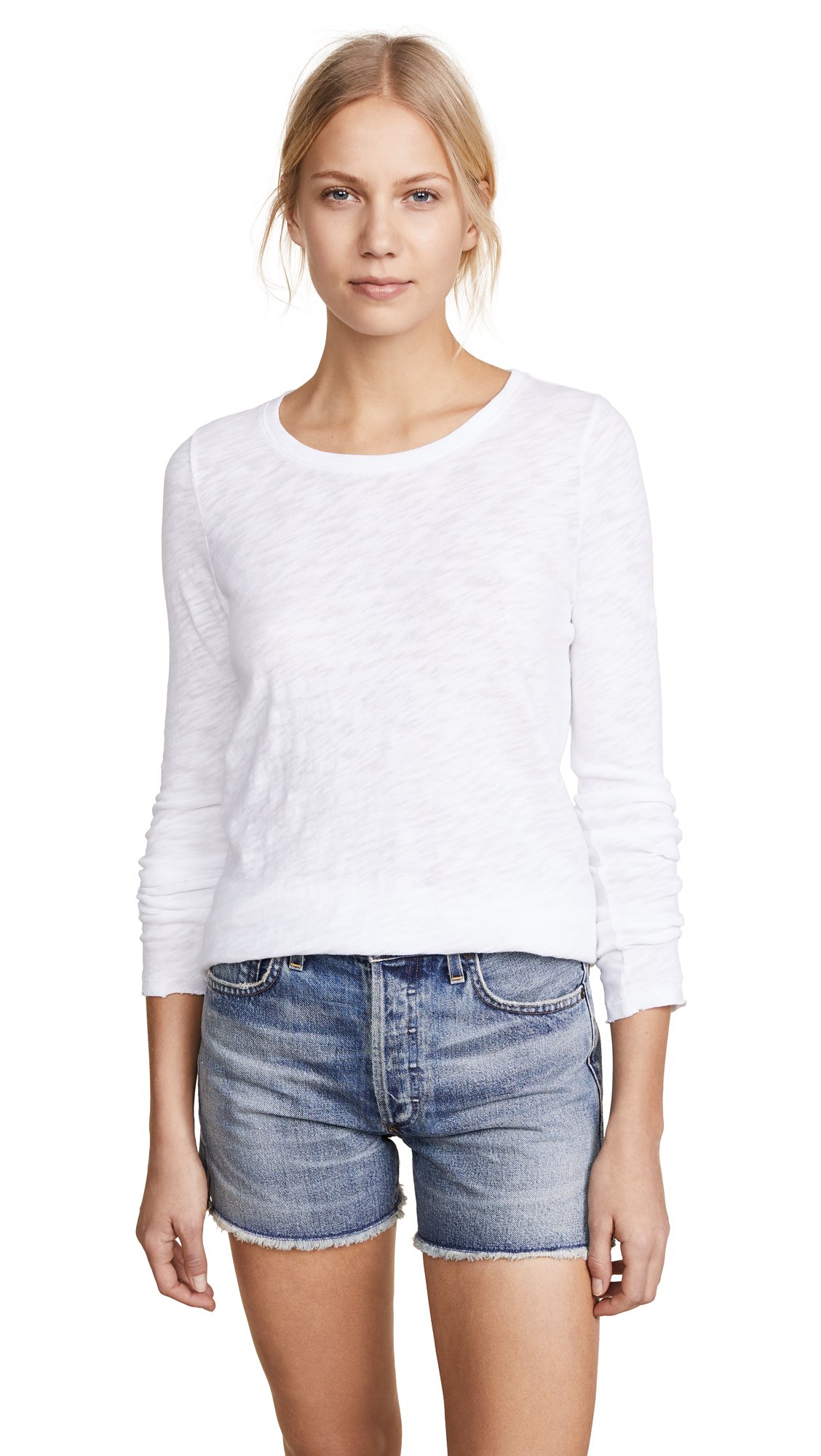 Women's Distressed Long Sleeve Vintage Washed T-Shirt - White XL | Casual Streetwear, Layering Essential for Fall & Winter Fashion