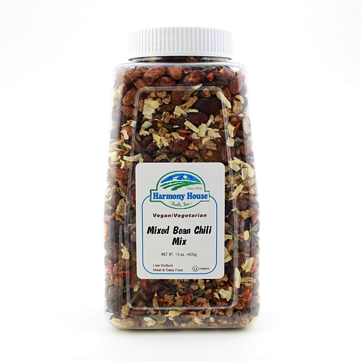 Harmony House Foods Mixed Bean Chili Soup Mix - 15 Ounce Quart Size Jar - Perfect for Hearty Meals, Camping & Quick Dinners