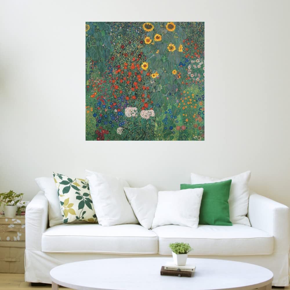 Gustav Klimt Sunflower Canvas Wall Art - 22x22 Inch Botanical Floral Print for Bathroom & Bedroom Decor - Handmade Plant Paintings for Living Room, Office & Garden - Premium Waterproof Canvas Artwork