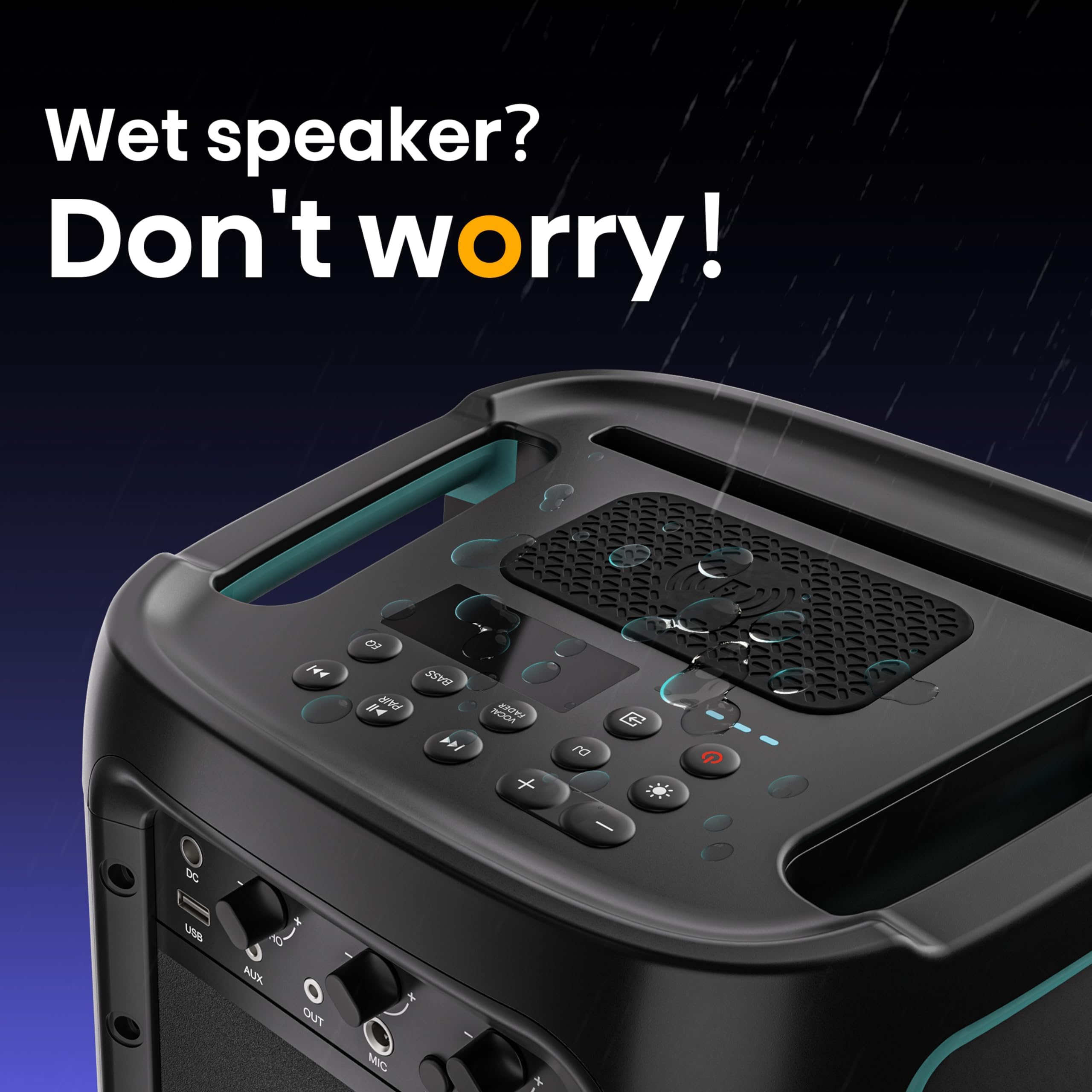 Hisense HP100 Wireless Party Speaker with Subwoofer - 300W 2.0CH Bluetooth 5.0, IPX4 Waterproof, 15-Hour Battery for Outdoor/Indoor DJ, Karaoke & Events - Perfect for Backyard BBQs, Pool Parties & Home Entertainment
