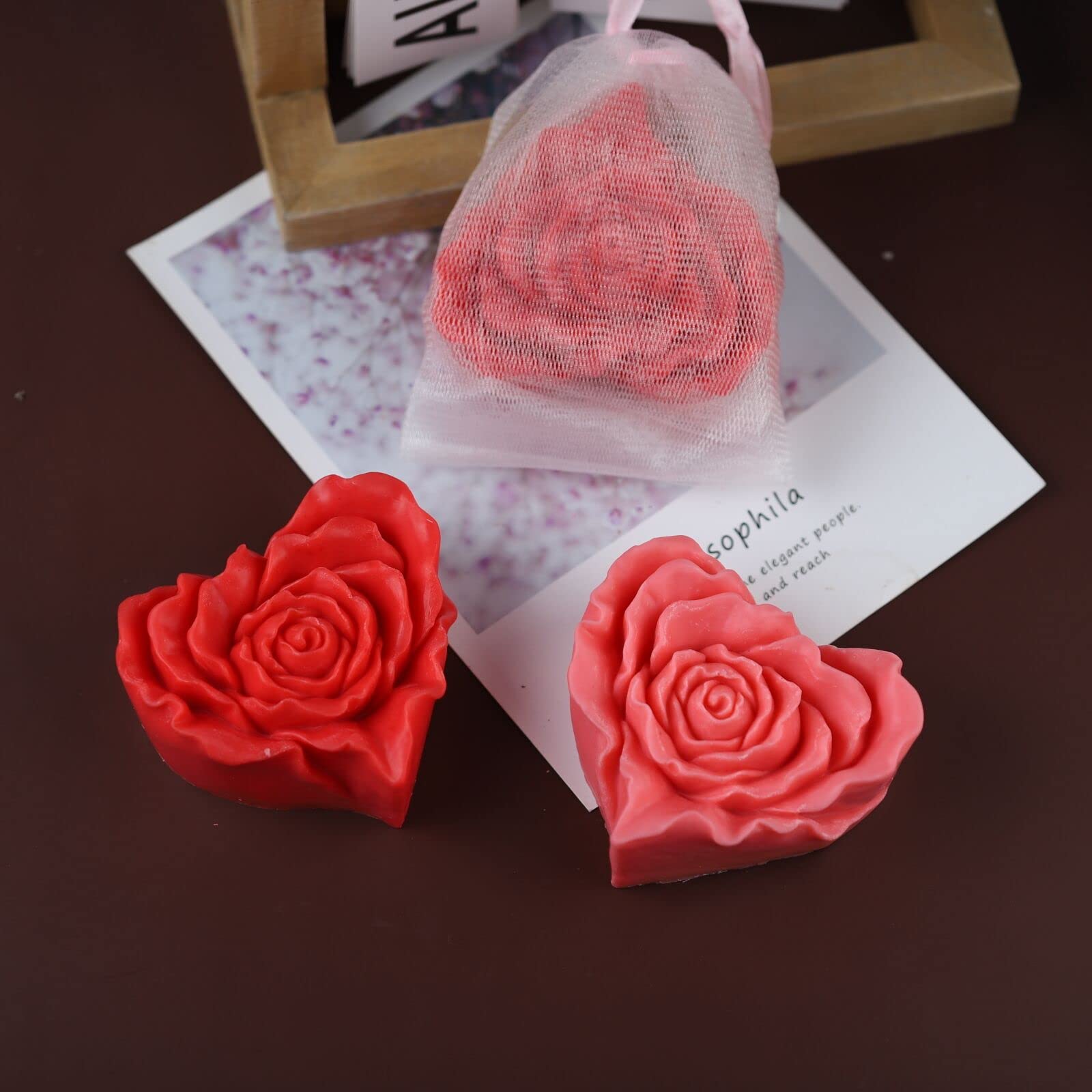 3.5 Inch Silicone Rose Flower Mold - Handmade Soap, Resin Candle, Peony Cake Decoration Mold - Round Weave Design for DIY Crafts, Wedding Favors, Bath & Home Decor