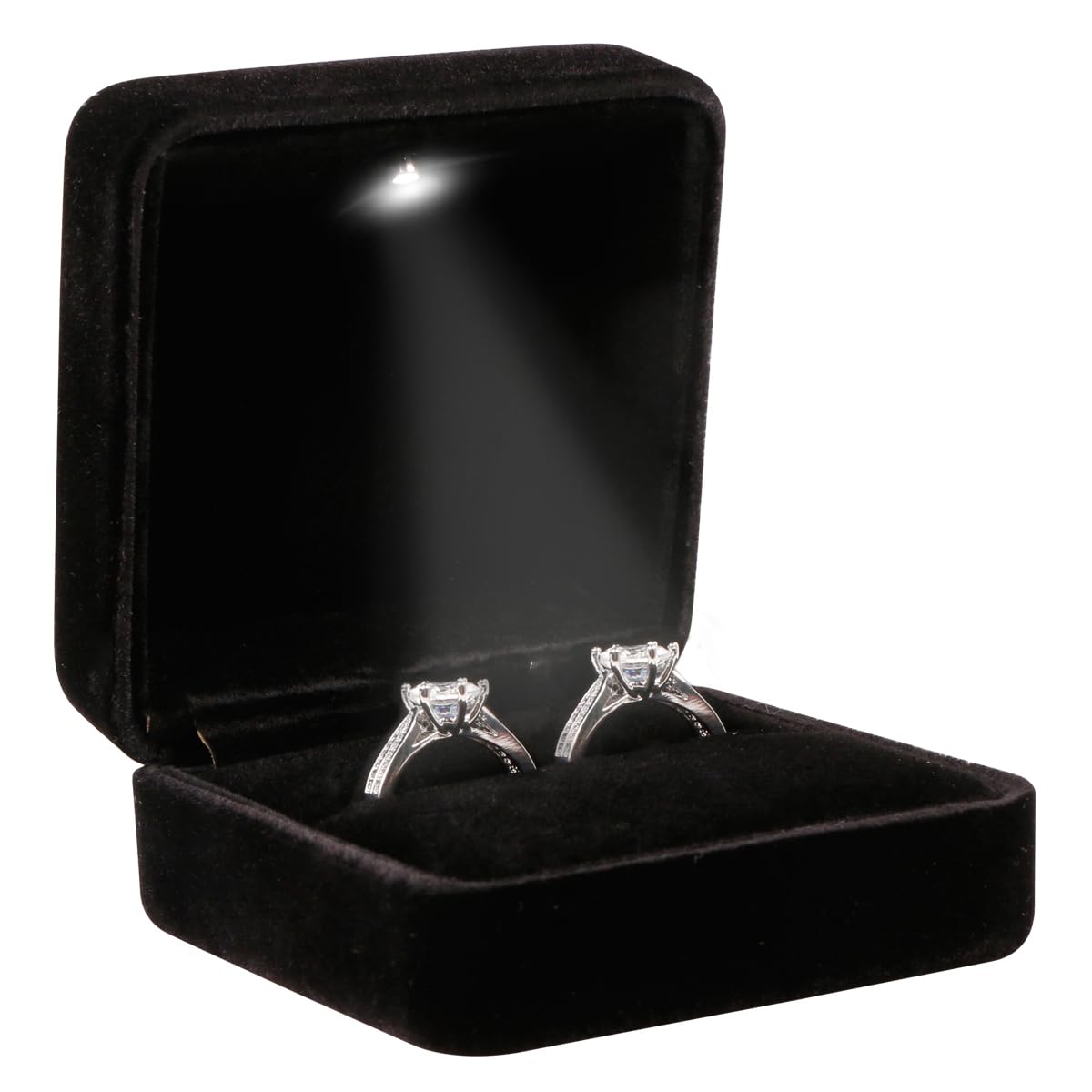 Luxury Velvet LED Jewelry Gift Box for Proposal, Engagement & Wedding Rings - Big Size Glossy Metal Ring Box with Soft Velvet Lining - Perfect for Proposal Surprises, Anniversary Gifts & Bridal Jewelry Storage