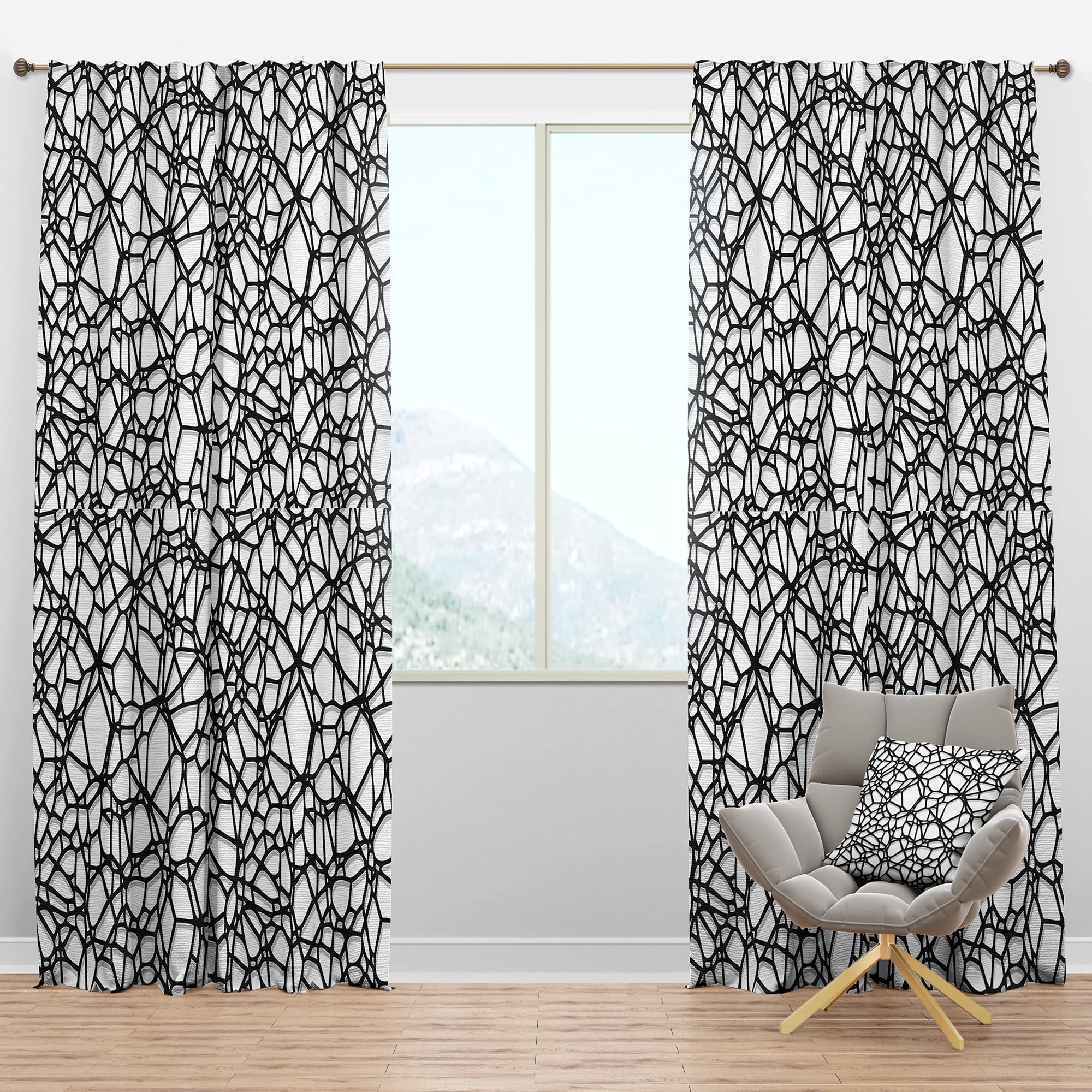 DesignQ Blackout Curtains - Thermal Insulated Abstract Mosaic Pattern Window Drapes for Bedroom & Living Room (52x120, Single Panel) - Perfect for Light Blocking, Privacy & Energy Saving