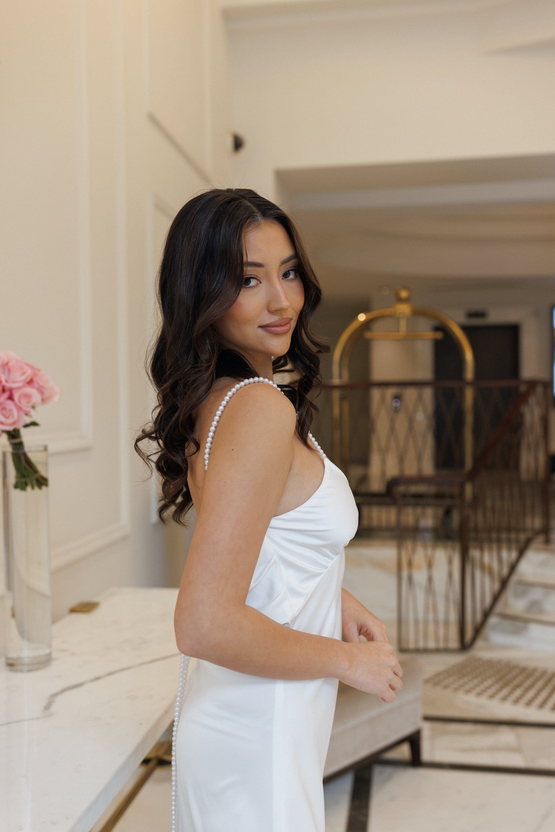 Lea Pearl Cowl Back Slip Dress - Elegant Women's Lace Nightgown & Sleepwear for Date Night & Special Occasions