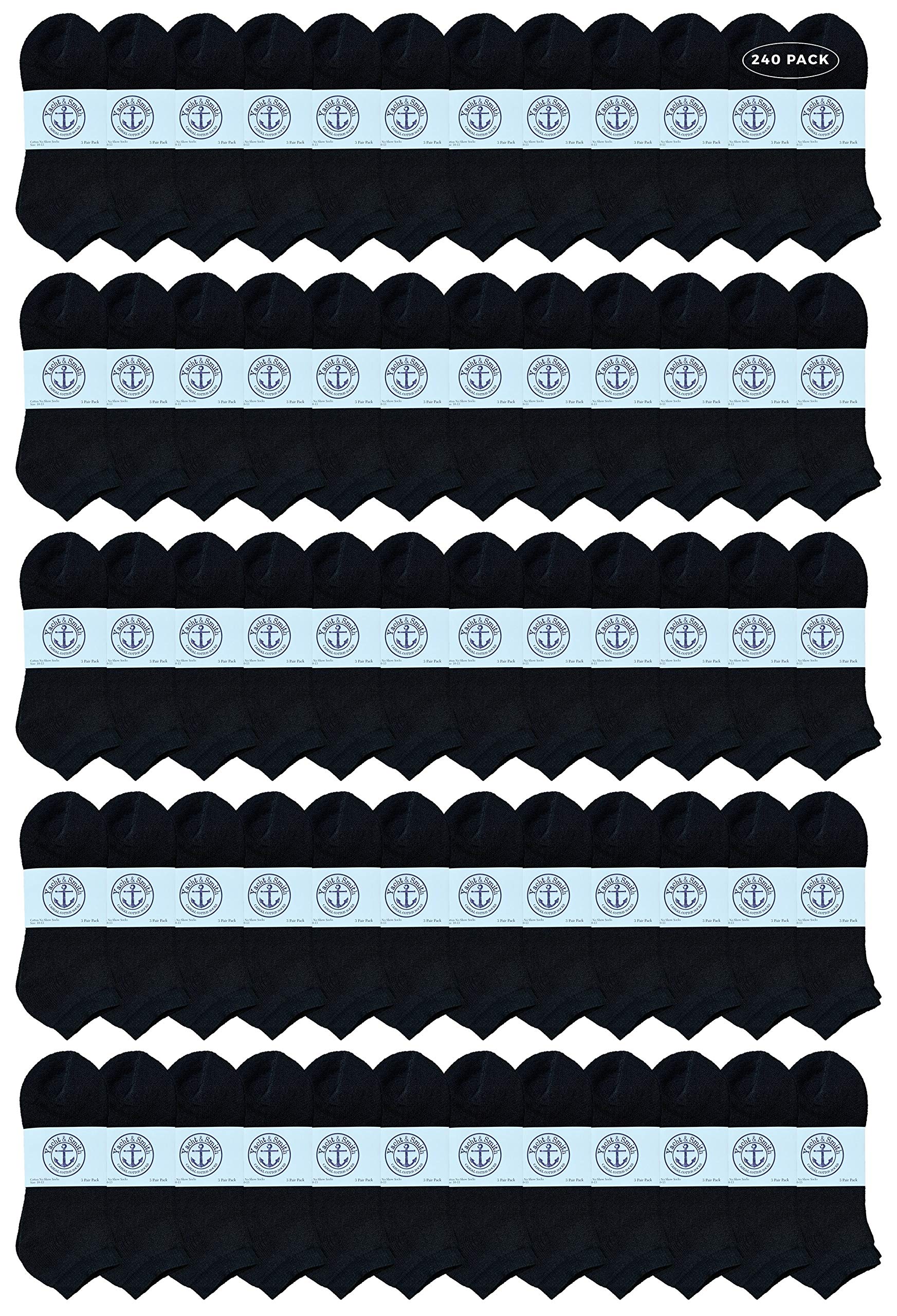 Yacht & Smith Men's No Show Ankle Socks - 12 Pairs Bulk Pack, Breathable Cotton Athletic Socks for Running, Gym & Casual Wear - US Size 10-13 (Fits Men 8-12) - Perfect for Sports, Travel & Everyday Comfort