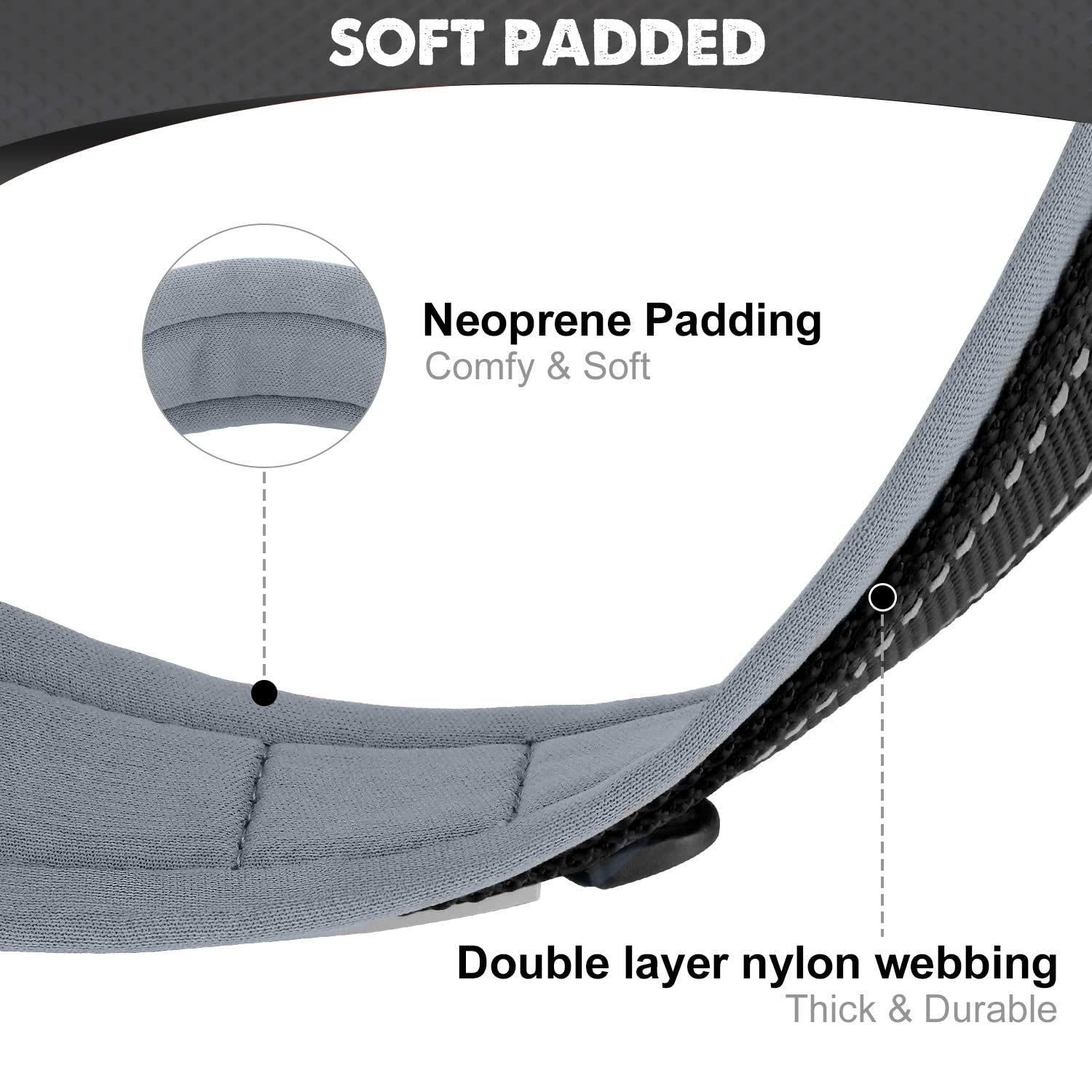 Joytale 19-23 Inch Heavy Duty Reflective Dog Collar with 6FT Leash - Neoprene Padded Pet Collar Set for Large Breeds - Perfect for Walking, Training & Outdoor Adventures