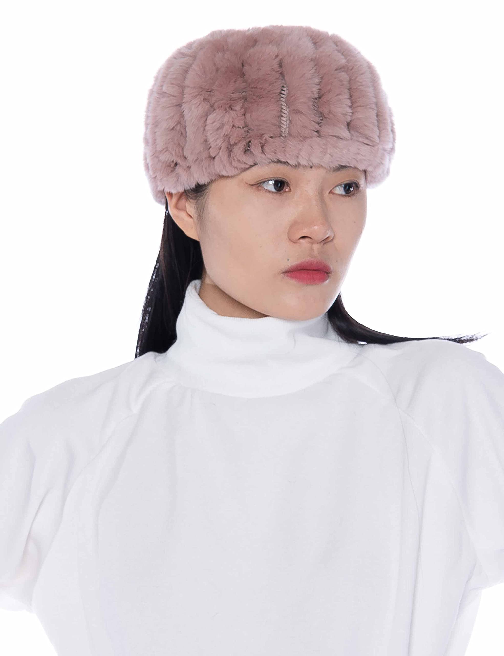 HEIZZI Women's Real Fur Headband & Neck Warmer - Rex Rabbit Fur, Soft & Fluffy Winter Accessory for Cold Weather - Perfect for Skiing, Snowboarding & Outdoor Activities
