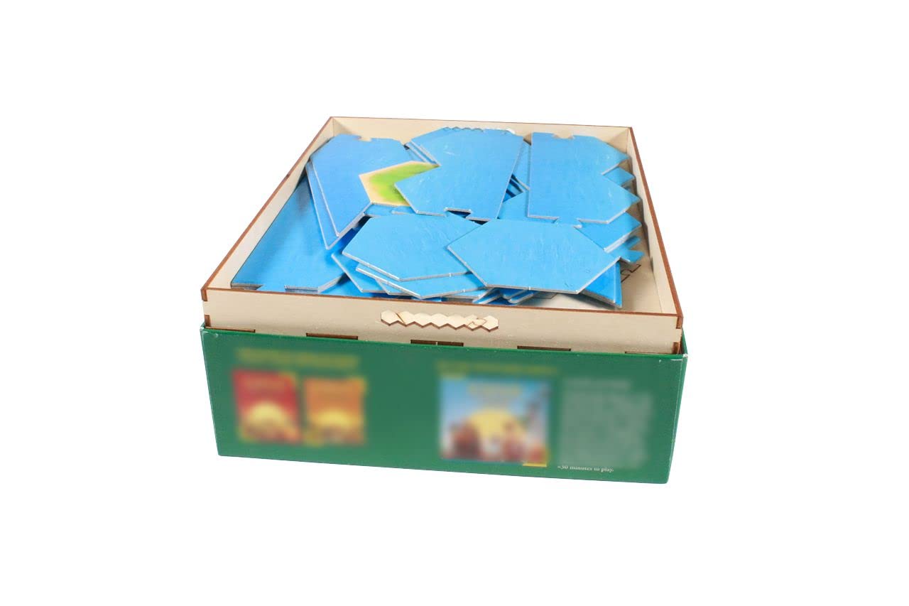 Premium Wooden Game Organizer for Catan: Cities & Knights & Explorers & Pirates Expansions - Multi-Tray Storage Box | Perfect for Board Game Nights & Organized Game Storage