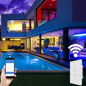 Jinvoo WiFi Smart Wall Touch Light Switch - 2 Gang, Remote Control via Smartphone, Compatible with iOS & Android, Works with Alexa Echo & Google Home Assistant | Perfect for Smart Home Automation & Voice Control