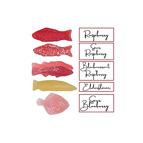 Kolsvart Swedish Candy Variety Pack - 4.2oz Assorted Flavors: Raspberry, Blackcurrant, Sour Blueberry & Elderflower (5 Pack) | Perfect for Parties, Gifts & Swedish Treat Lovers