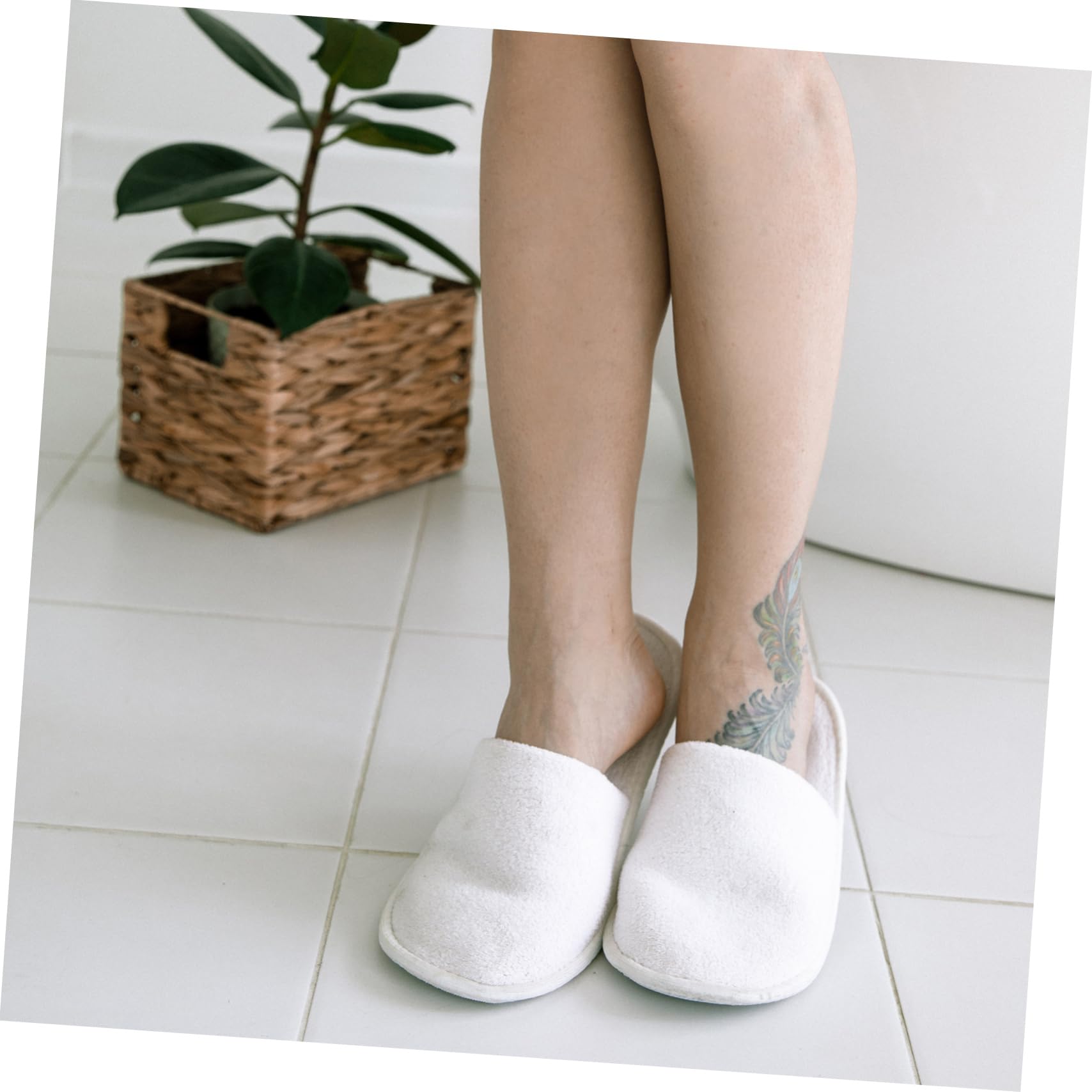 24 Pairs Disposable Slippers for Hotel & Spa - Soft Coral Fleece Unisex Slippers for Men & Women - Bulk Pack of White Portable Slippers for Travel, Wedding, and Home Use