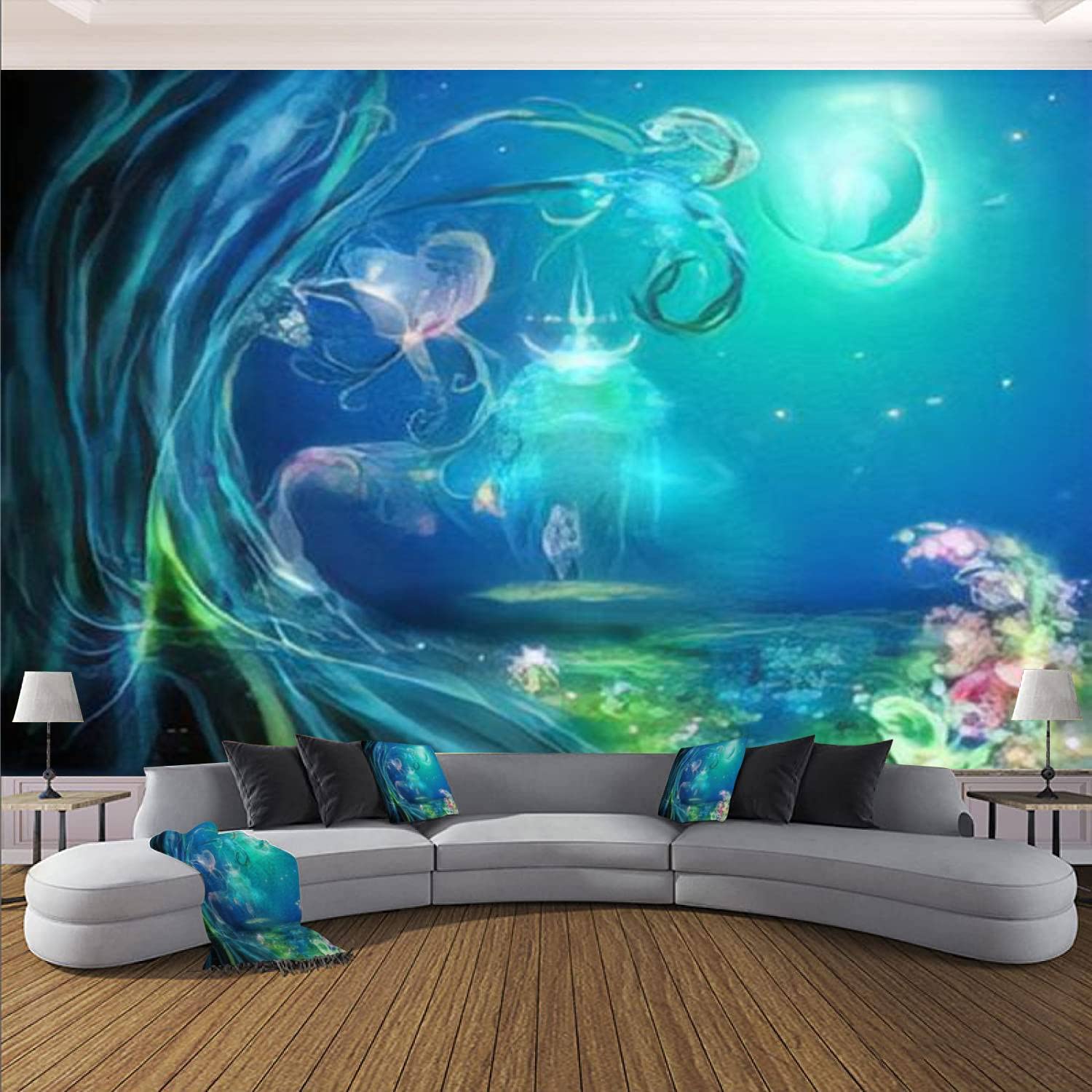 3D Modern Wall Murals - Magical Forest Glade with Luminous Air Castle Sky Design | Peel & Stick Removable Self-Adhesive PVC Wallpaper | Perfect for Living Room & Bedroom Wall Decor | Transform Your Home or Office Space