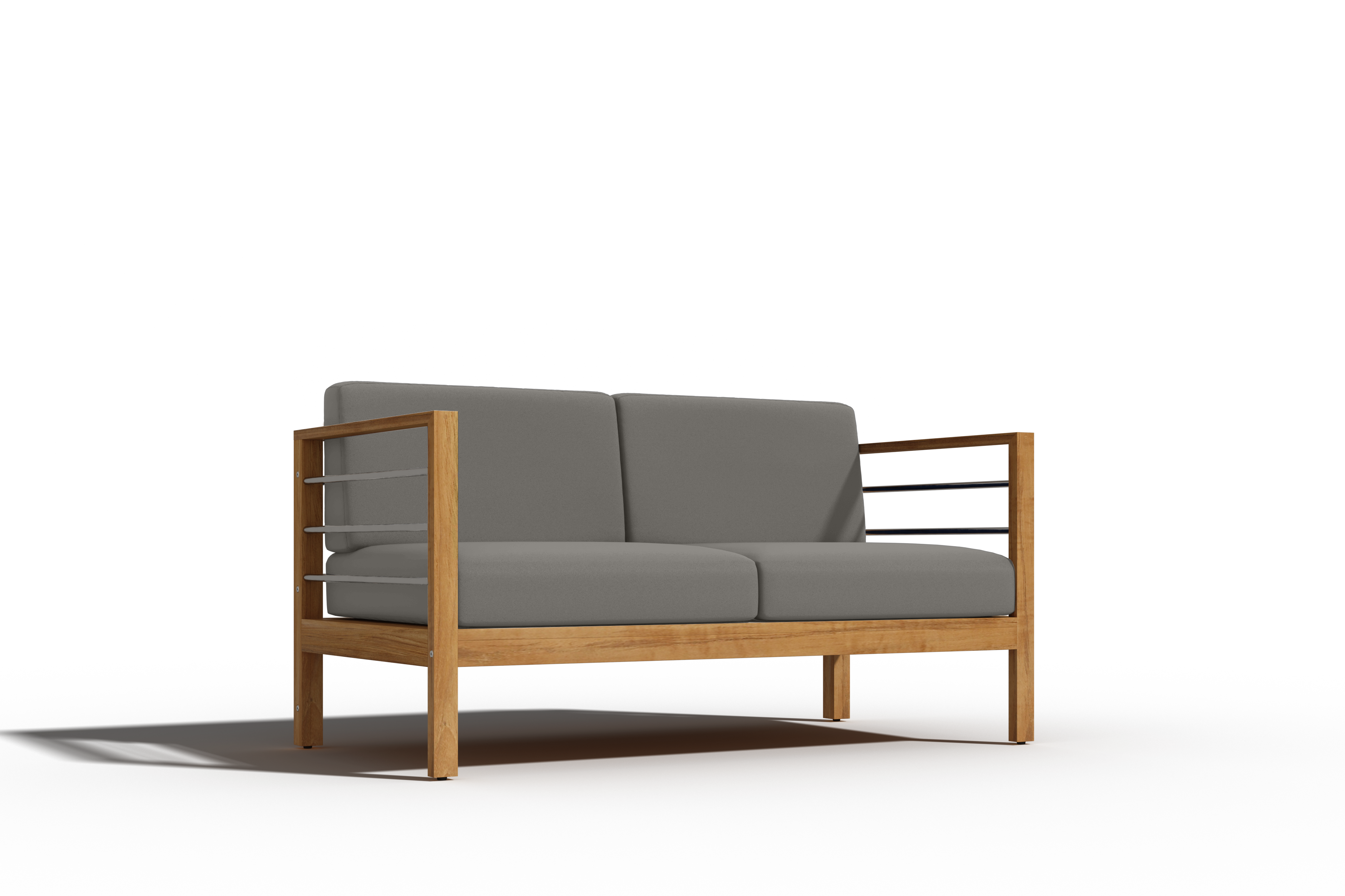 Leon 3-Person Teak Outdoor Sofa Set with Weather-Resistant Sunbrella Charcoal Cushions - Perfect for Patio, Garden, Poolside & Backyard Relaxation