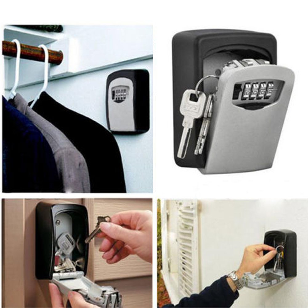ELEOPTION 4 Digit Combination Key Lock Box - Wall Mount Safe Key Storage for Home, Office, Car & Outdoor Use | Weatherproof Key Locker with Secure Code Lock (Blue) - Perfect for Vacation Rentals, Airbnb Hosts & Property Management