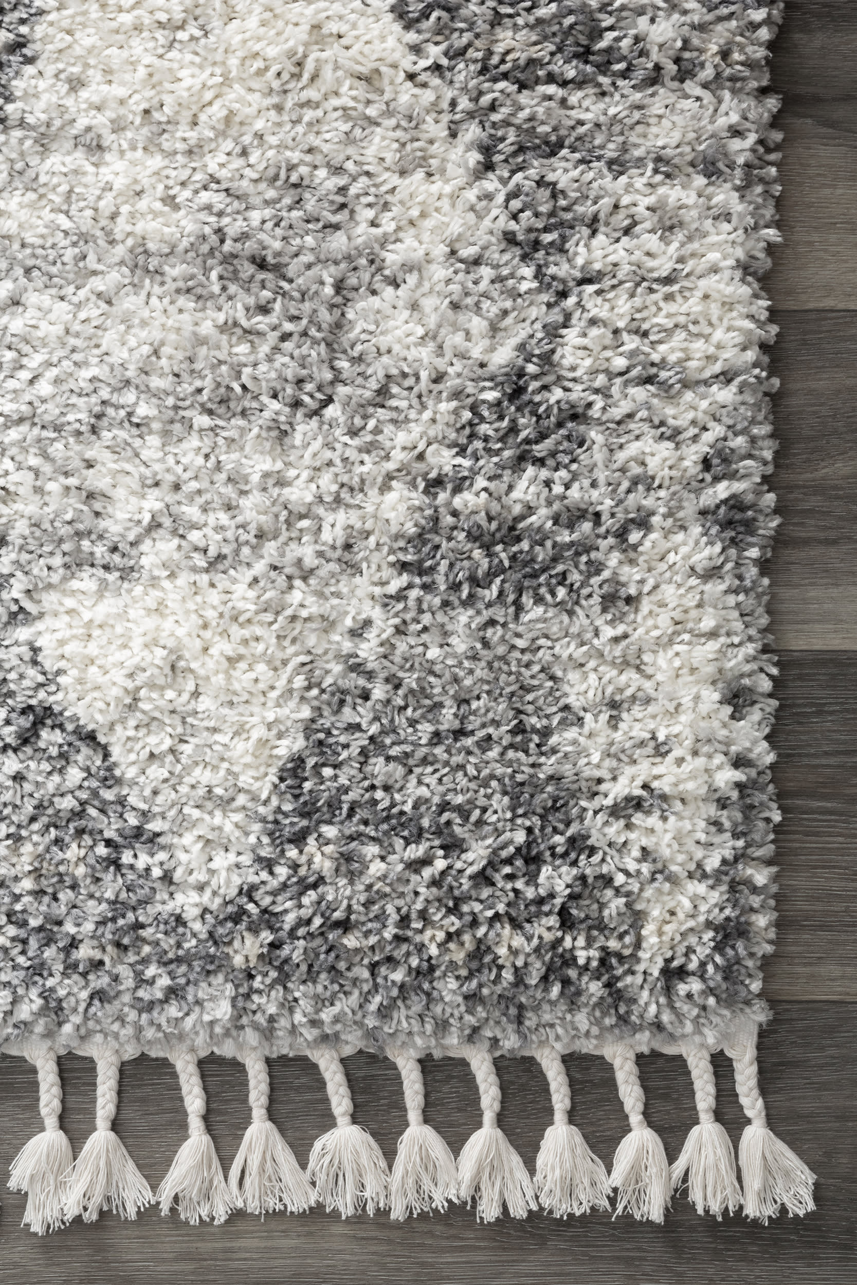 Luxury Diamond Band Tassel Area Rug - Soft Plush Grey Carpet for Living Room, Bedroom & Nursery | Home Decor & Floor Mat