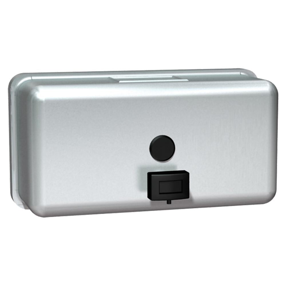 40 oz. Horizontal Surface Mounted Soap Dispenser - ASI 0345 Satin Finish for Restrooms, Kitchens & Commercial Use