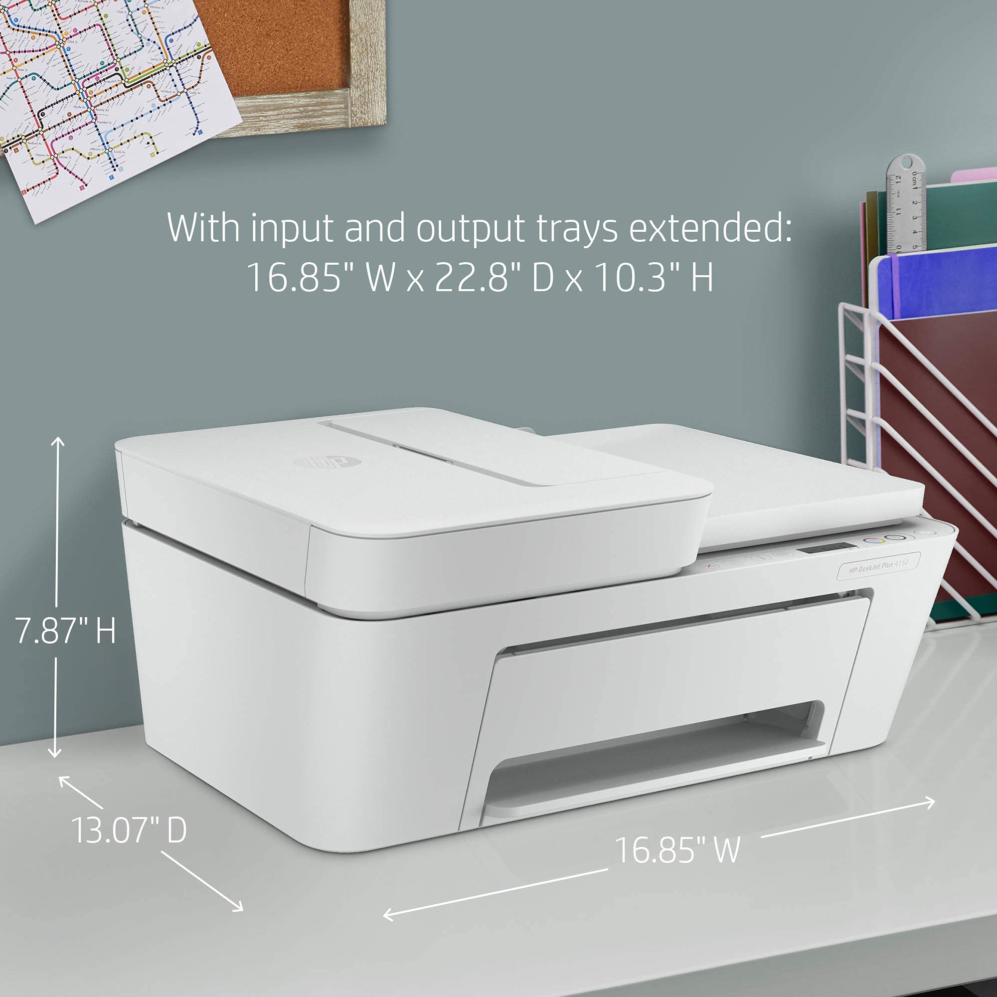 HP DeskJet Plus 4152 All-in-One Wireless Color Inkjet Printer with Scanner & Copier - Mobile Printing, Instant Ink Ready, Built-in USB & WiFi - Ideal for Home Office & Small Business (Renewed) | Print Documents, Photos, School Projects & Work Reports