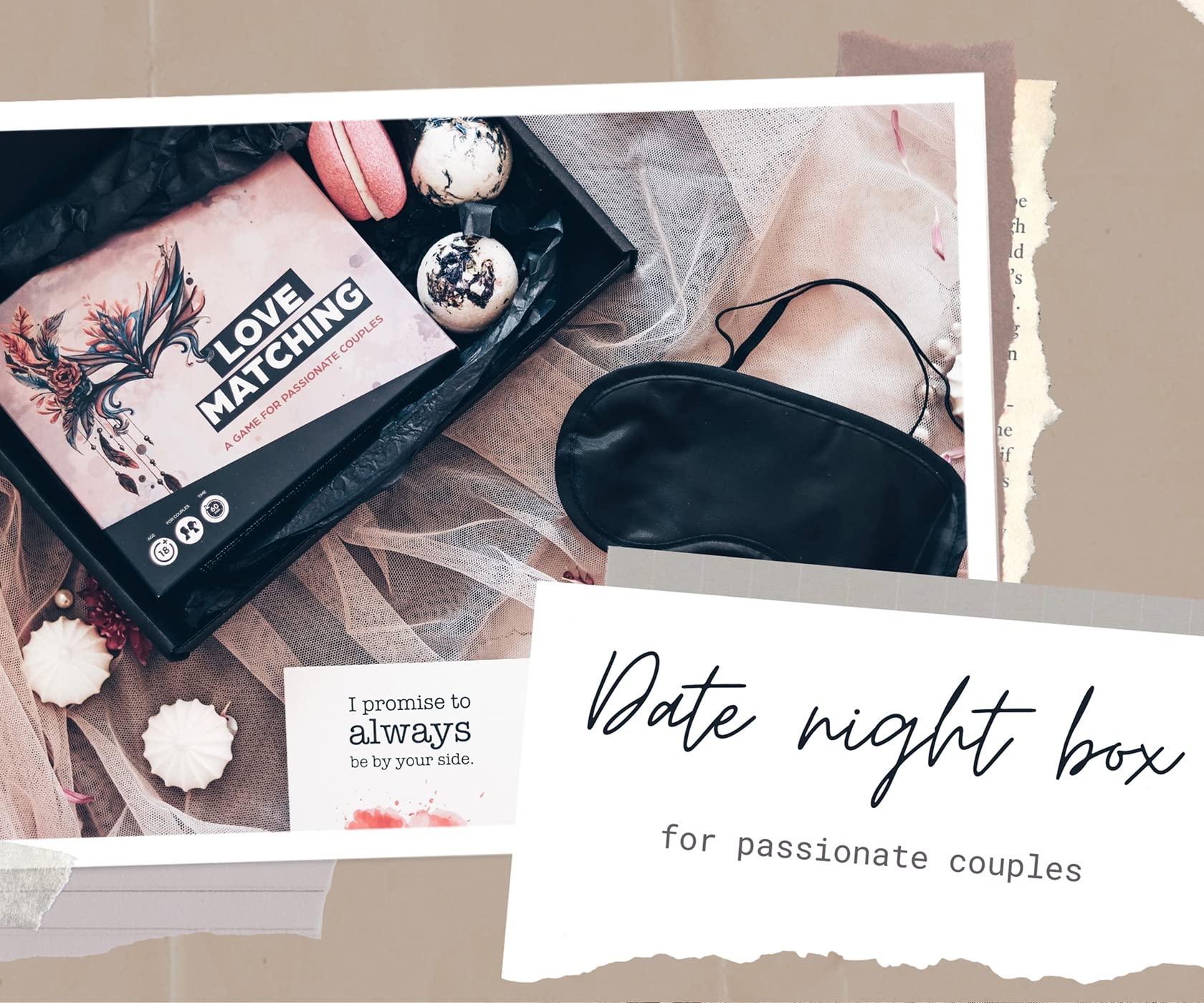 OpenMity Romantic Date Night Box for Couples - Premium Dark Evening Gift Set with Relaxation Kit & Fun Couple Games - Perfect for Anniversaries, Valentine's Day & Intimate Evenings at Home
