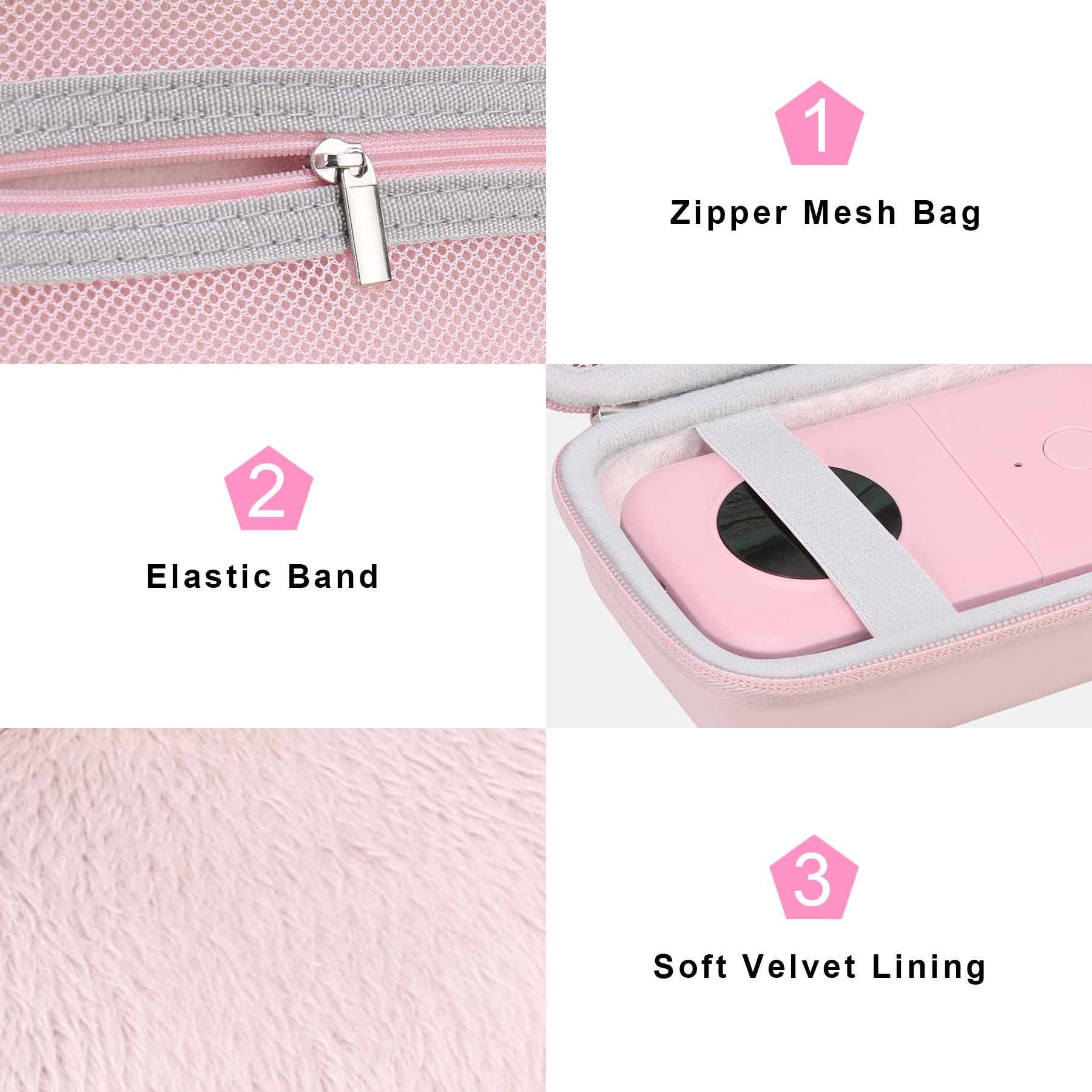 Phomemo D30 D35 & Memoking D30 Label Maker Case - Portable Thermal Bluetooth Label Printer Storage Bag with Mesh Pockets for Label Paper & Cables (Pink) - Perfect for Office, Home & Craft Organization