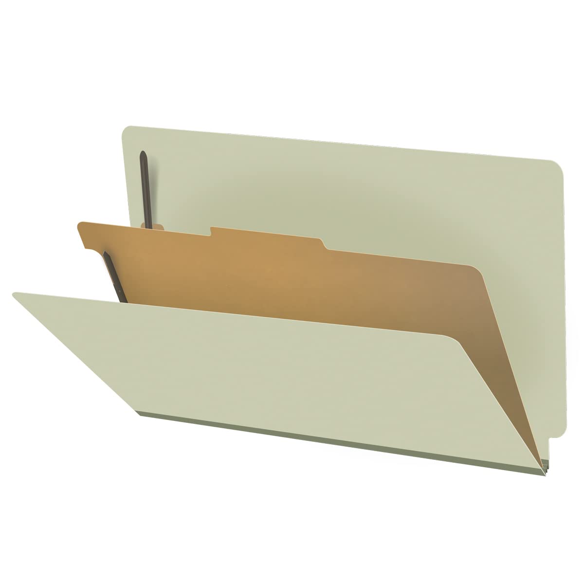 25-Point Pressboard Classification Folders - Full Cut End Tab, Legal Size, 1 Divider, Light Green (Box of 10) - Perfect for Office Organization, Document Filing & Legal Paperwork