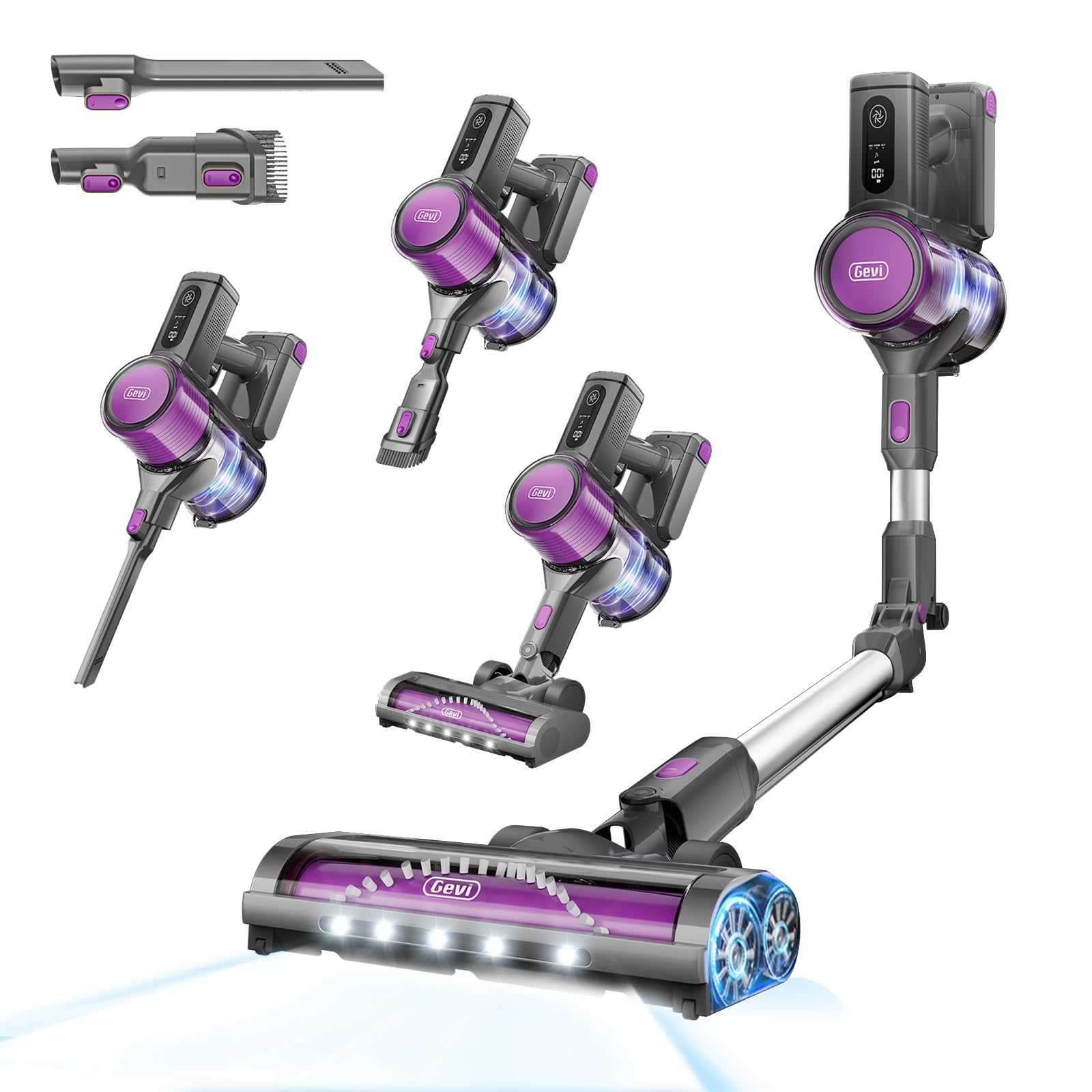 Gevi Cordless Stick Vacuum Cleaner for Home - Powerful Suction, Bendable Wand, Ultra Long Battery Life - Ideal for Hardwood Floors, Carpets & Pet Hair - Perfect for Quick Cleanups & Deep Cleaning