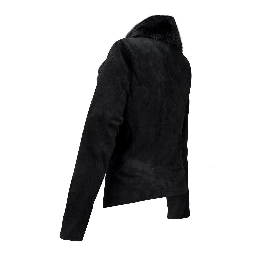 Luxury Black Lamb & Rabbit Fur Jacket for Women - M161COR LD - Warm Winter Coat for Fashion & Outdoor Activities