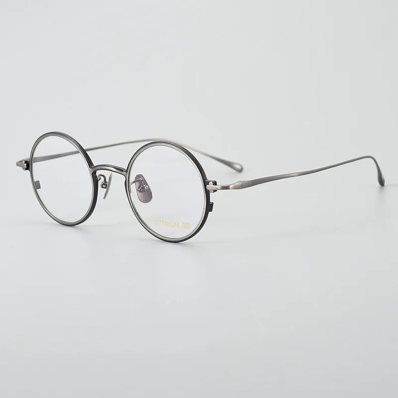 Stylish Unisex Black Titanium Round Eyeglasses - Full Rim Lightweight Frame for Men & Women - Perfect for Reading, Work, and Everyday Fashion