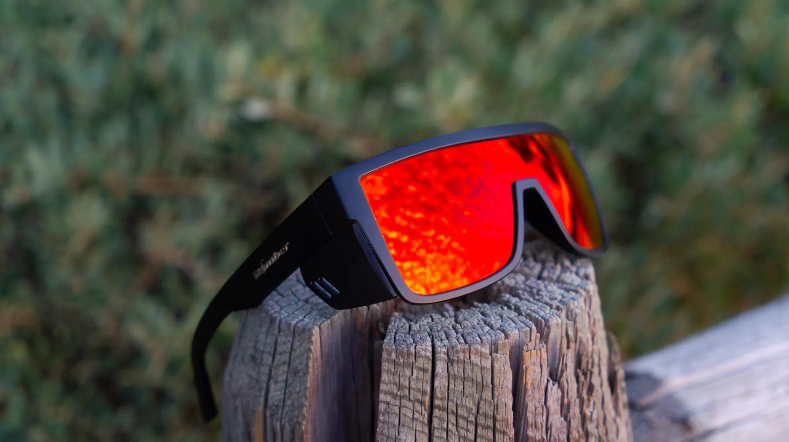 BUZZ Bomb Safety Red Mirror Crystal Z87 ANSI Certified Safety Glasses - Perfect for Construction, Woodworking & DIY Projects